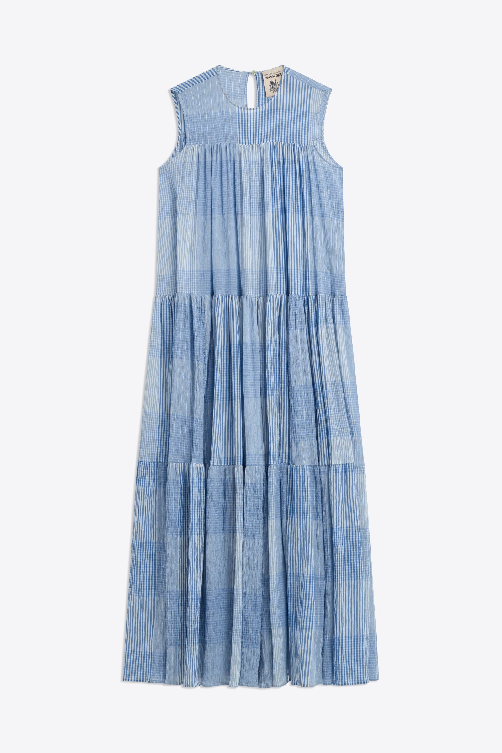 NEEDLECORD MUSLIN CREW-NECK DRESS