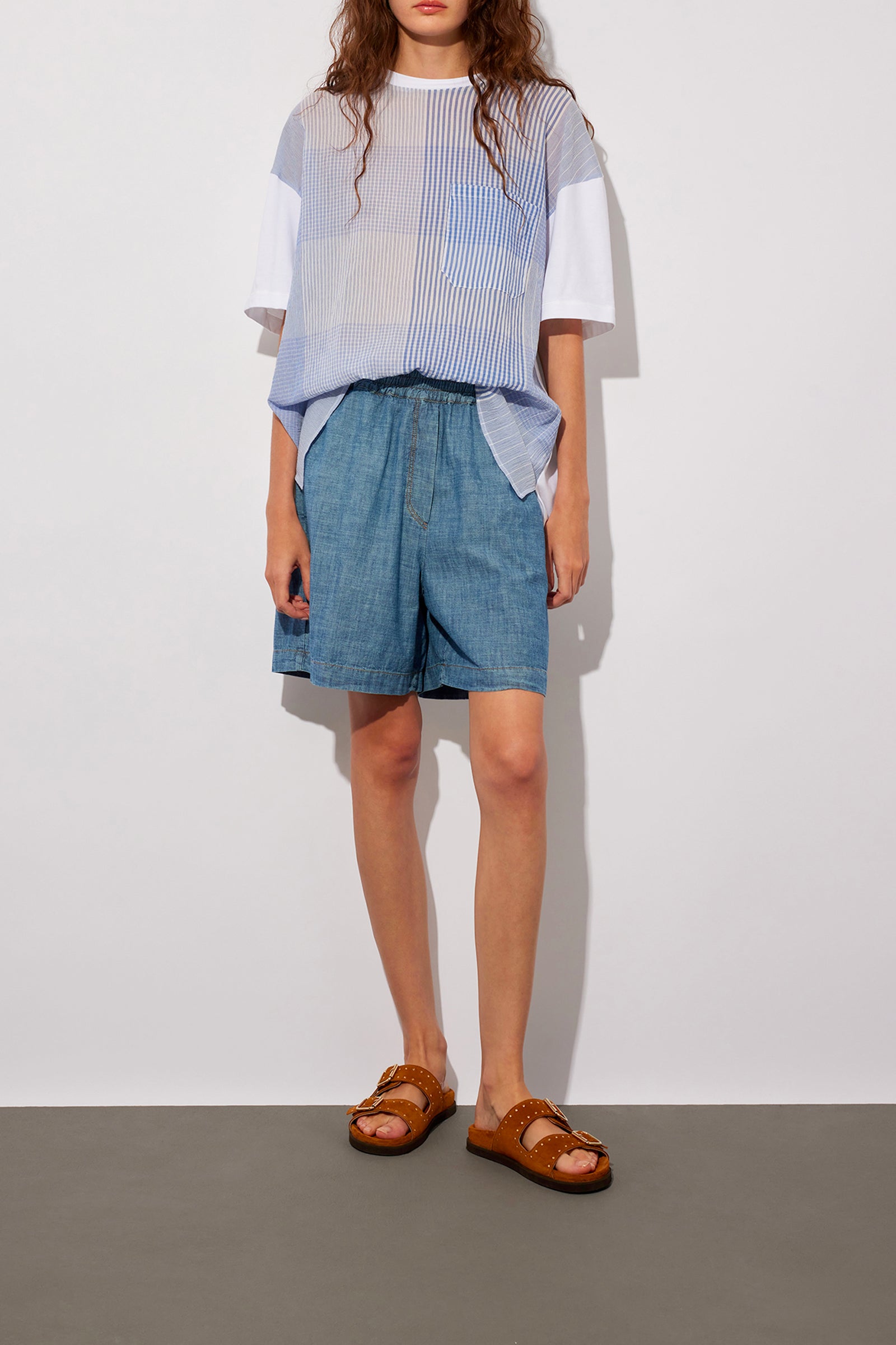 T-SHIRT IN JERSEY E MUSSOLA