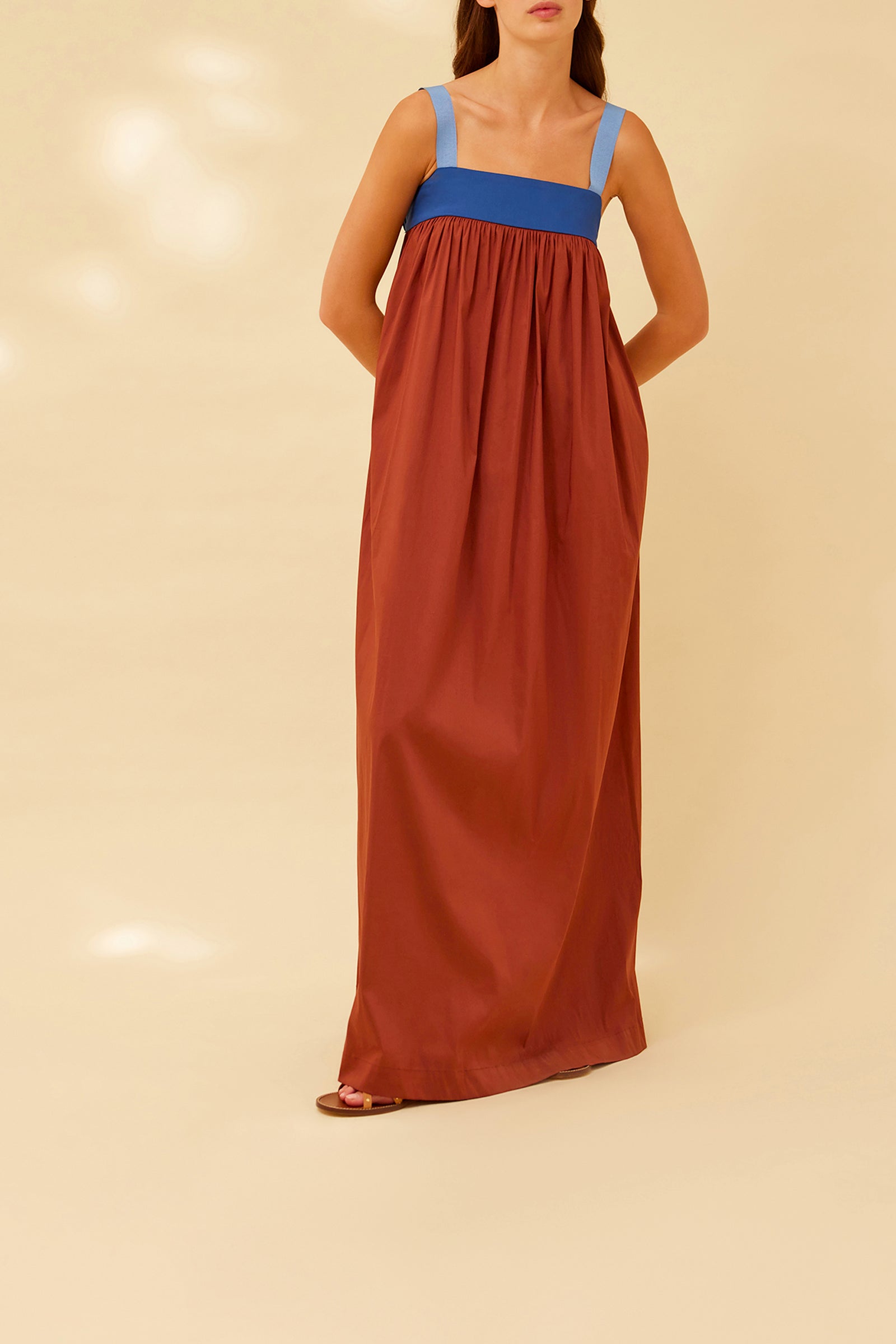 BICOLOR POPLIN LONG DRESS