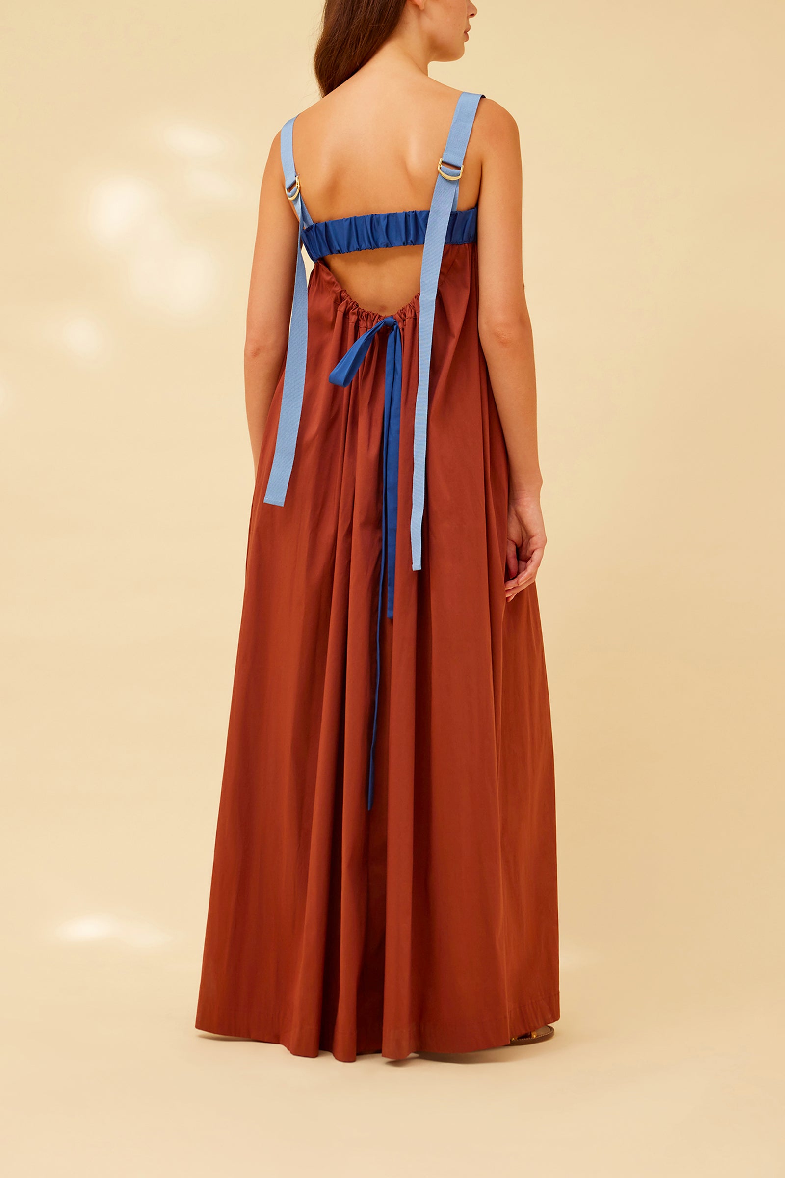 BICOLOR POPLIN LONG DRESS
