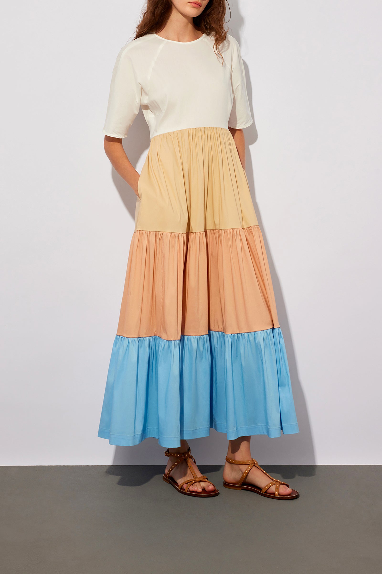 POPLIN DRESS WITH RUFFLES