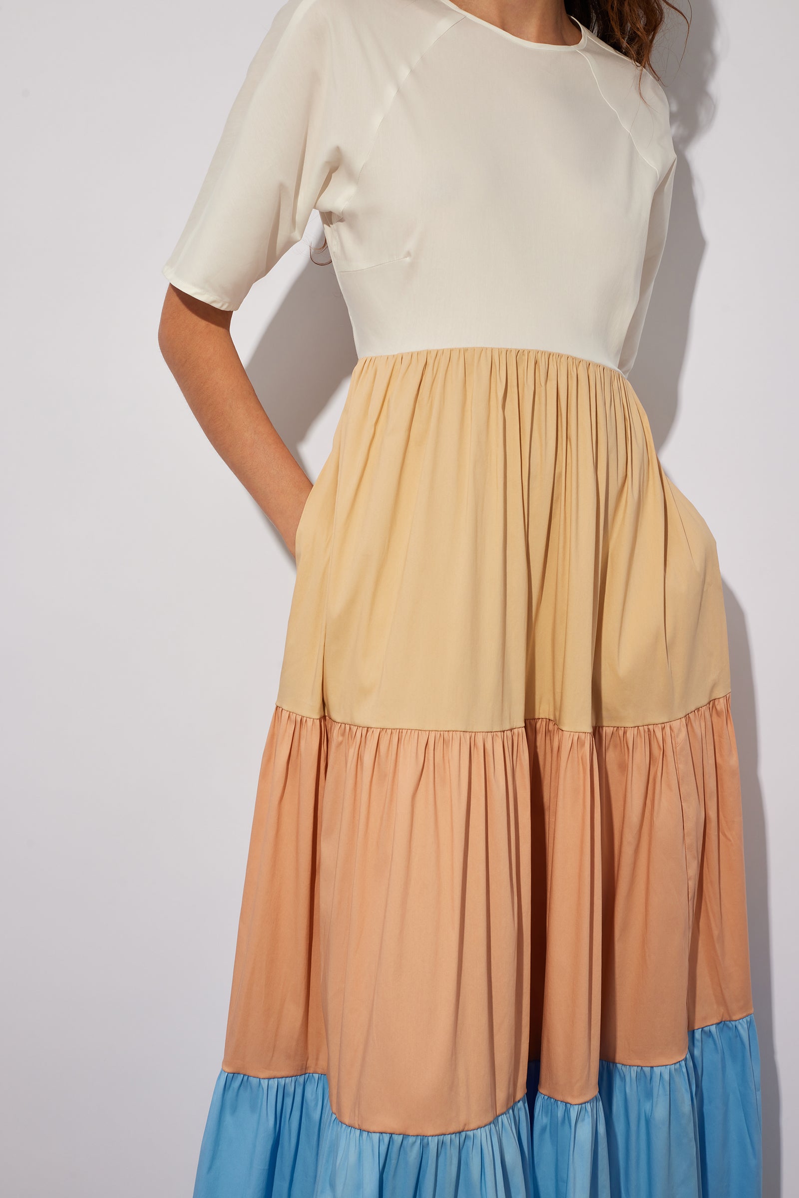 POPLIN DRESS WITH RUFFLES