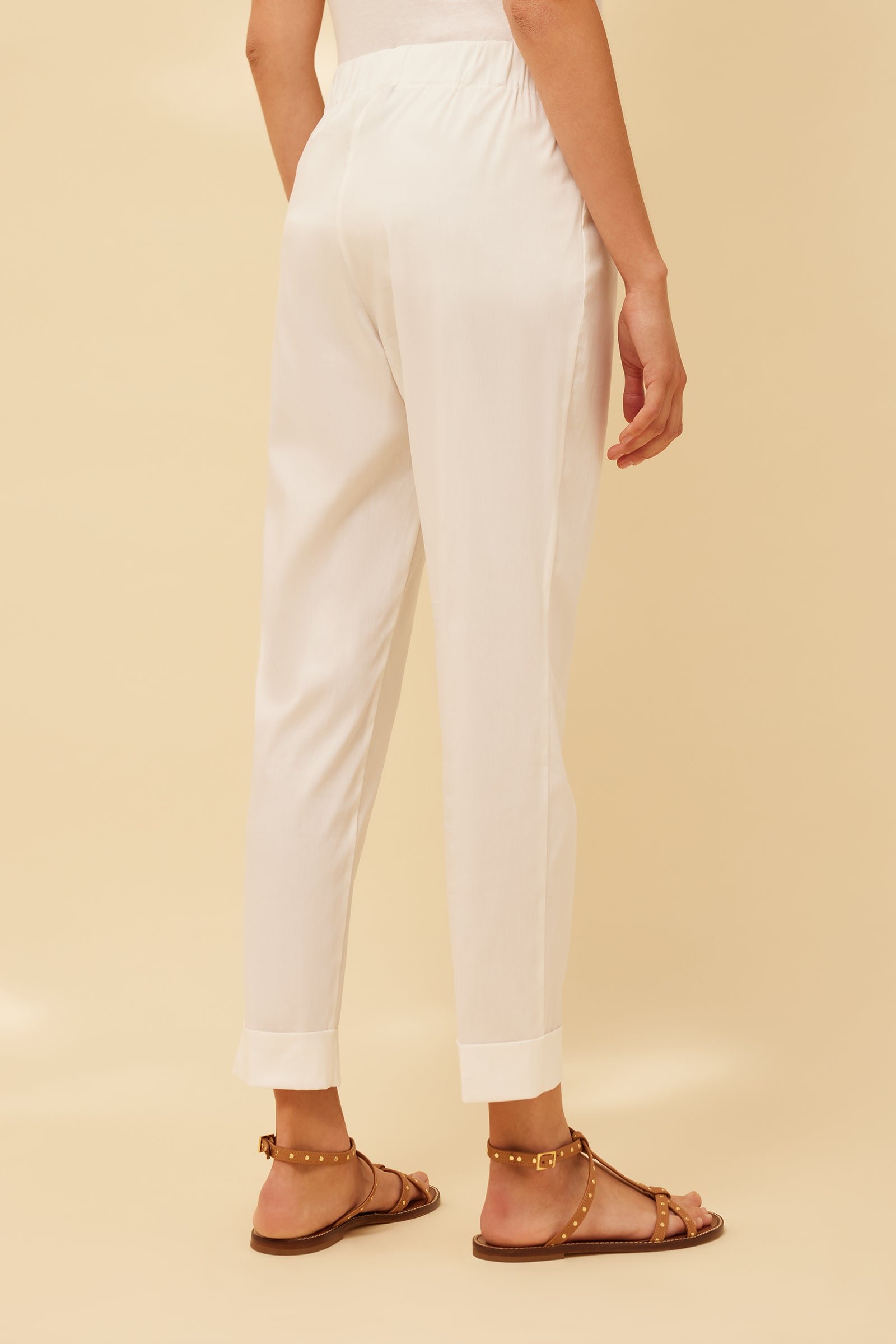 POPLIN TROUSERS WITH ELASTICATED WAIST