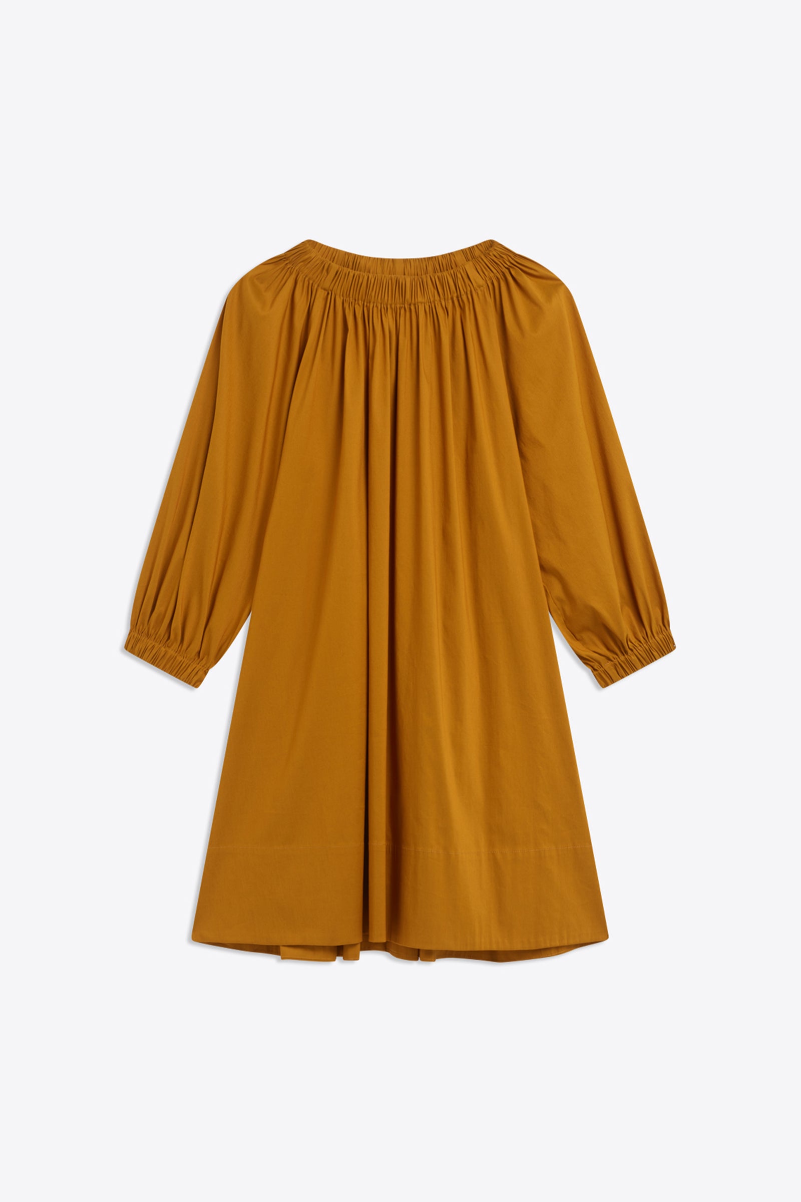 DRESS WITH ELASTICATED NECKLINE