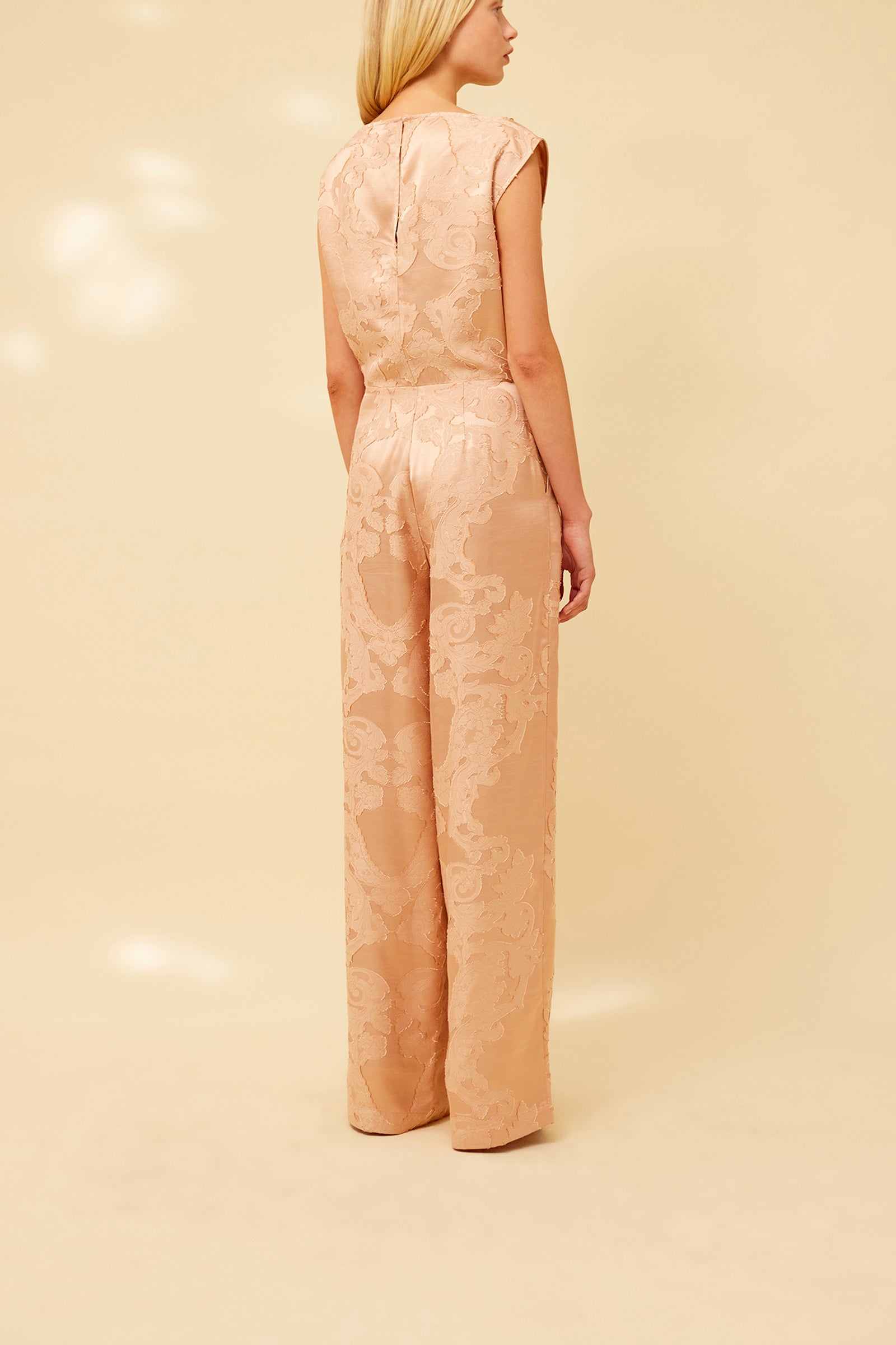FLUID JACQUARD SLEEVELESS OVERALL