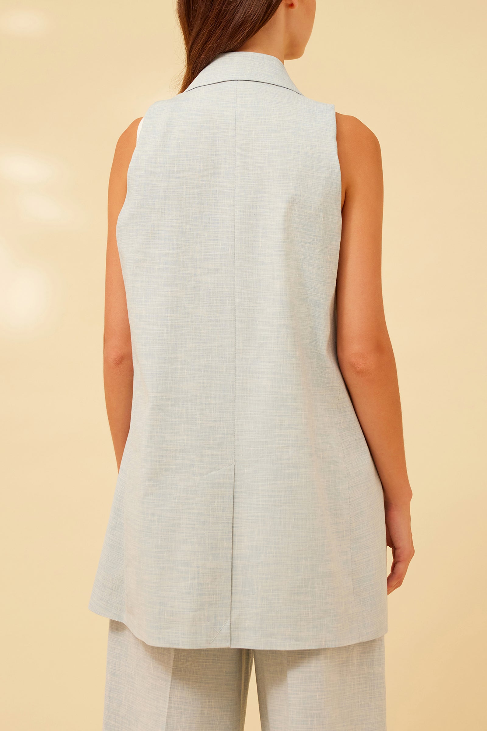 COTTON LINEN CANVAS WAISTCOAT