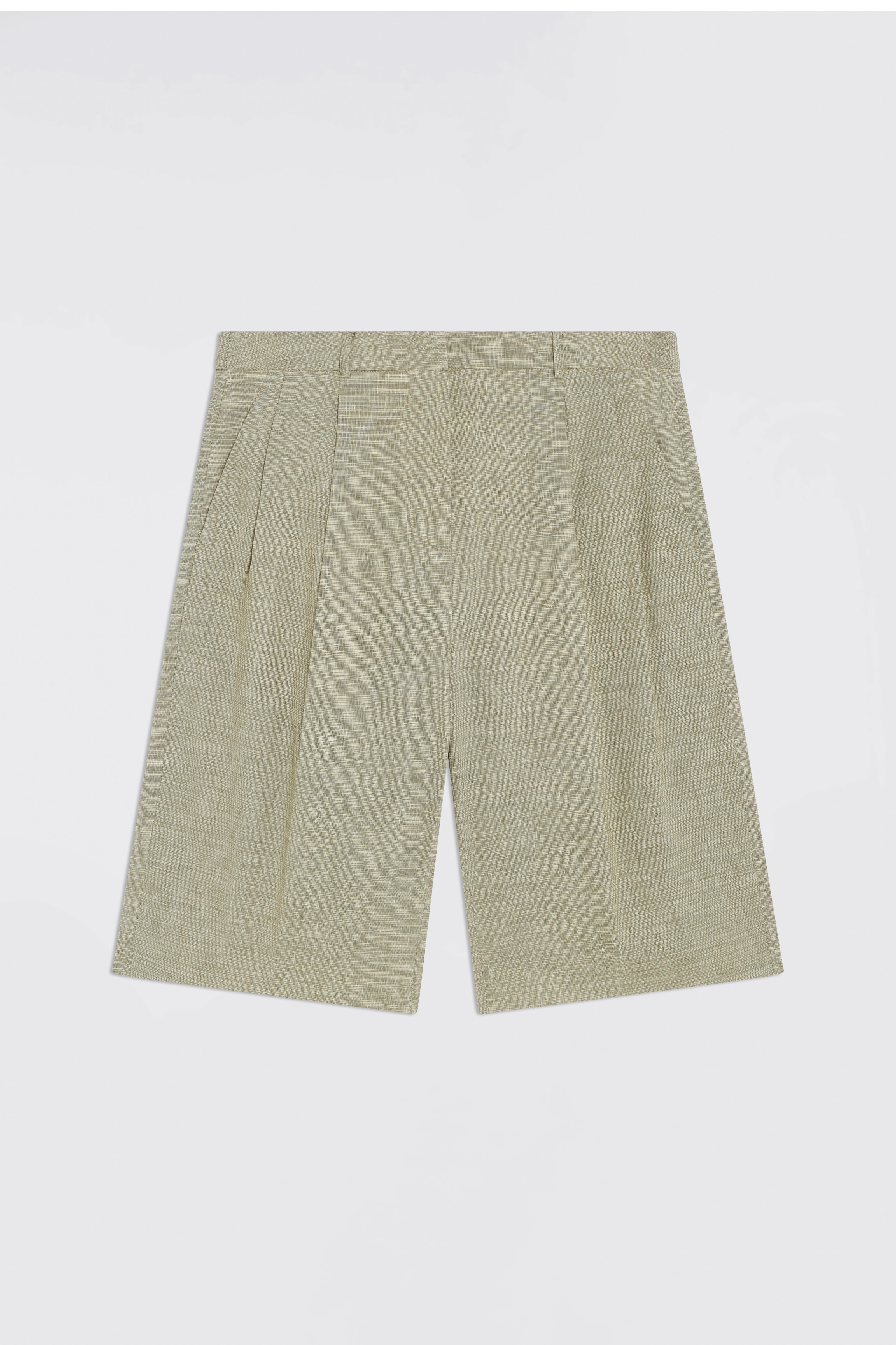 COTTON LINEN CANVAS BERMUDA SHORTS
