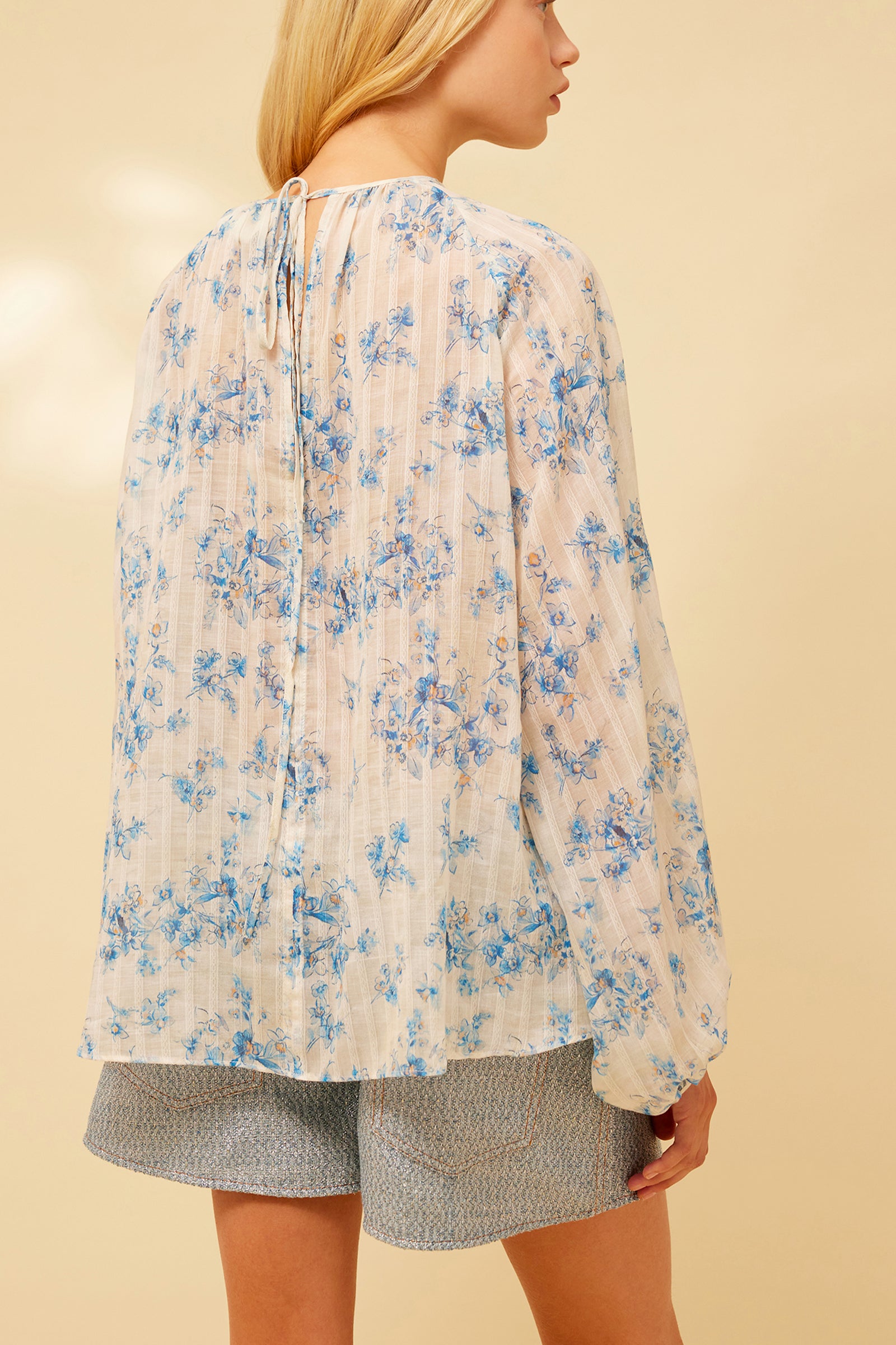 BLUSA GIROCOLLO IN MUSSOLA STAMPA FIORELLINO