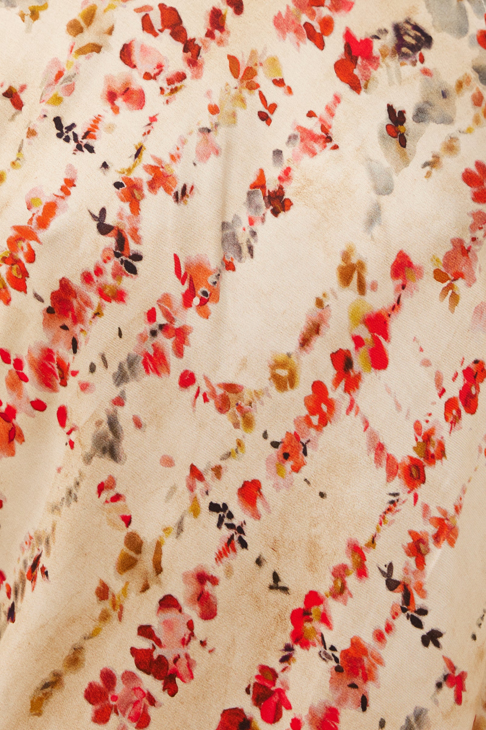 CREW-NECK SLEEVELESS DRESS WITH RED FLOWER PRINT