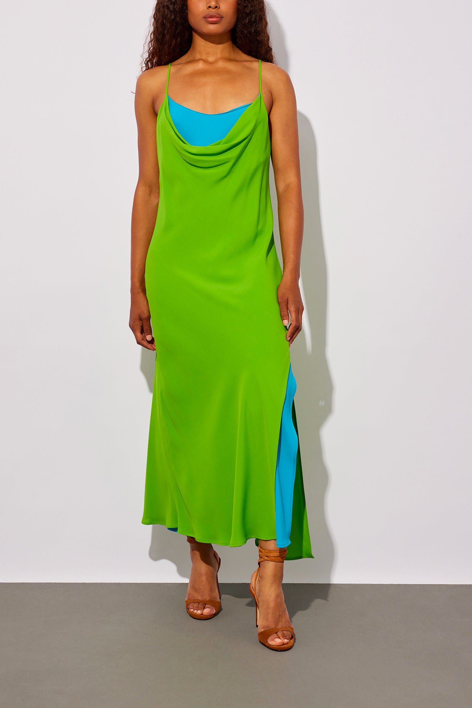 ABITO BI-COLORE IN CREPE DE CHINE