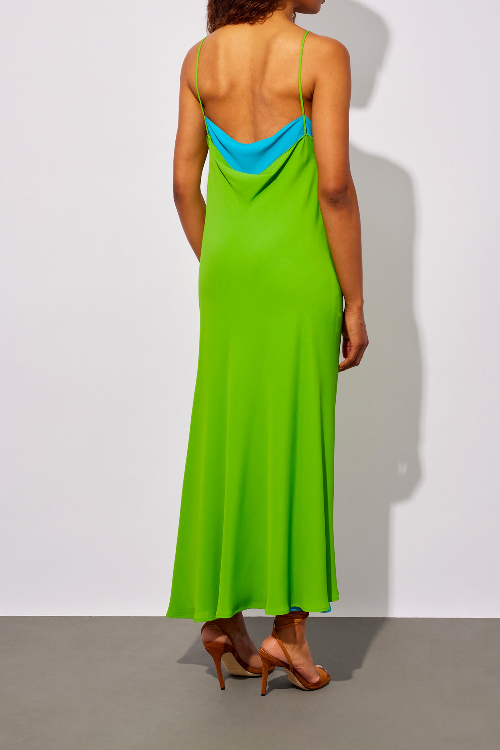 ABITO BI-COLORE IN CREPE DE CHINE