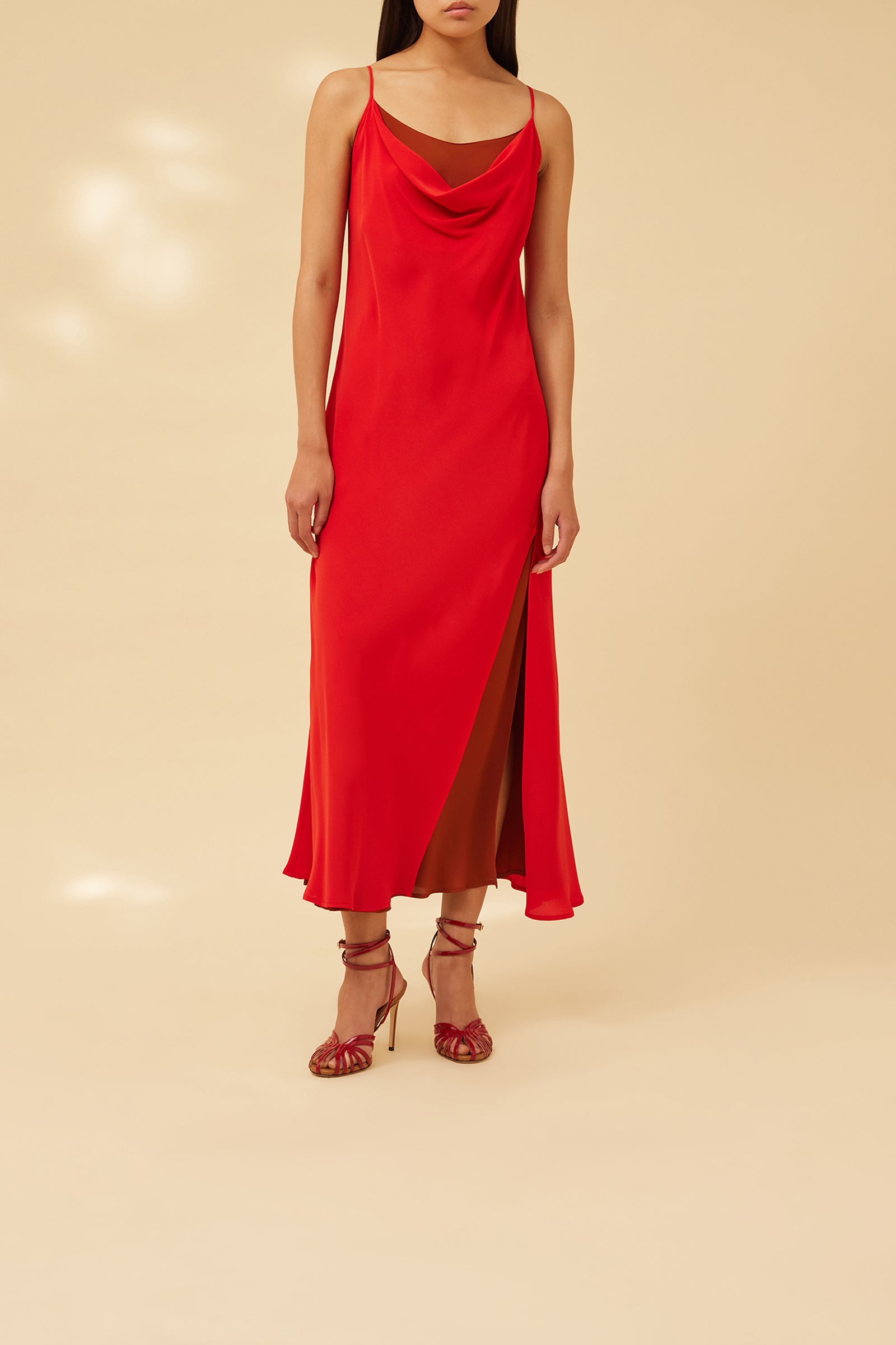 ABITO BI-COLORE IN CREPE DE CHINE
