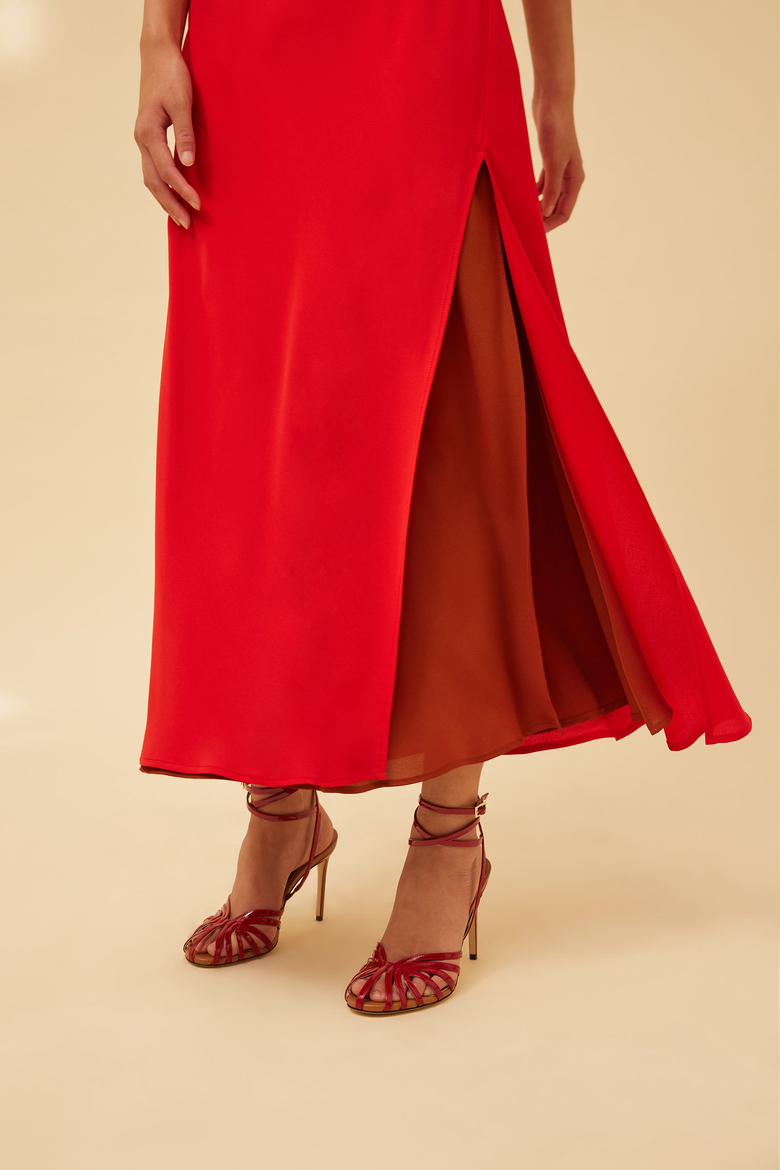 ABITO BI-COLORE IN CREPE DE CHINE