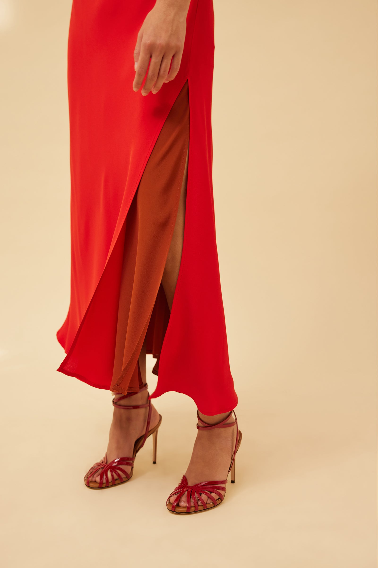 ABITO BI-COLORE IN CREPE DE CHINE