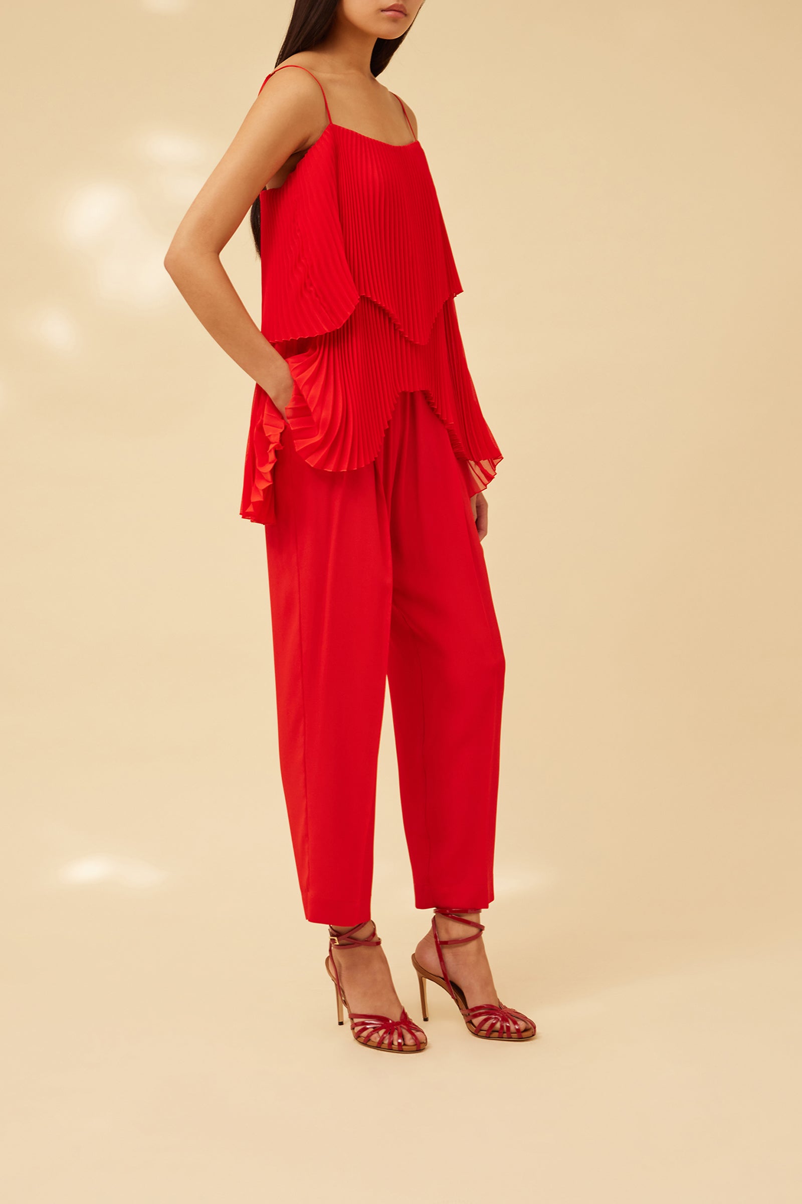 PANTALONE IN CREPE DE CHINE CON ELASTICO IN VITA