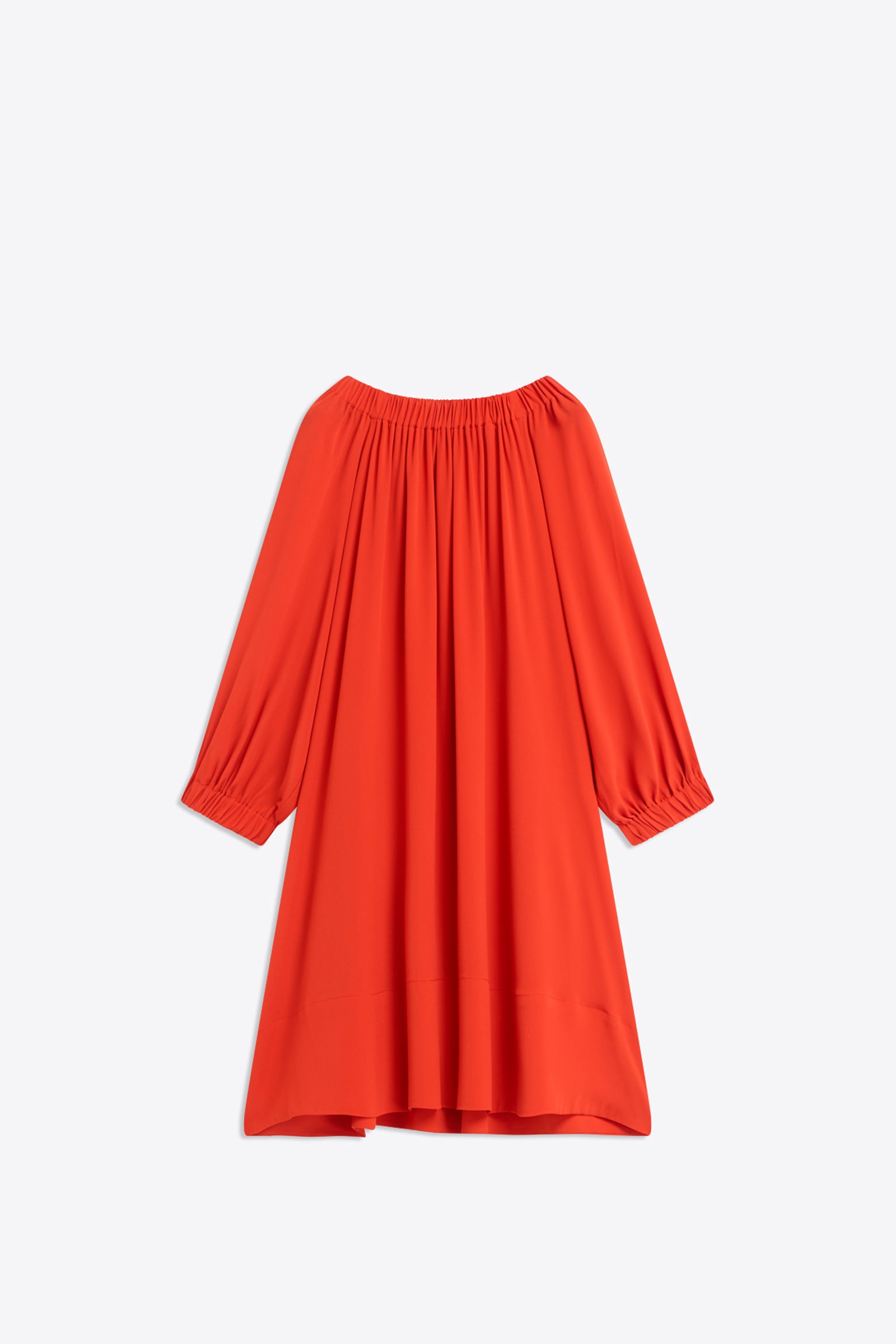 CREPE DE CHINE DRESS WITH BARDOT NECKLINE