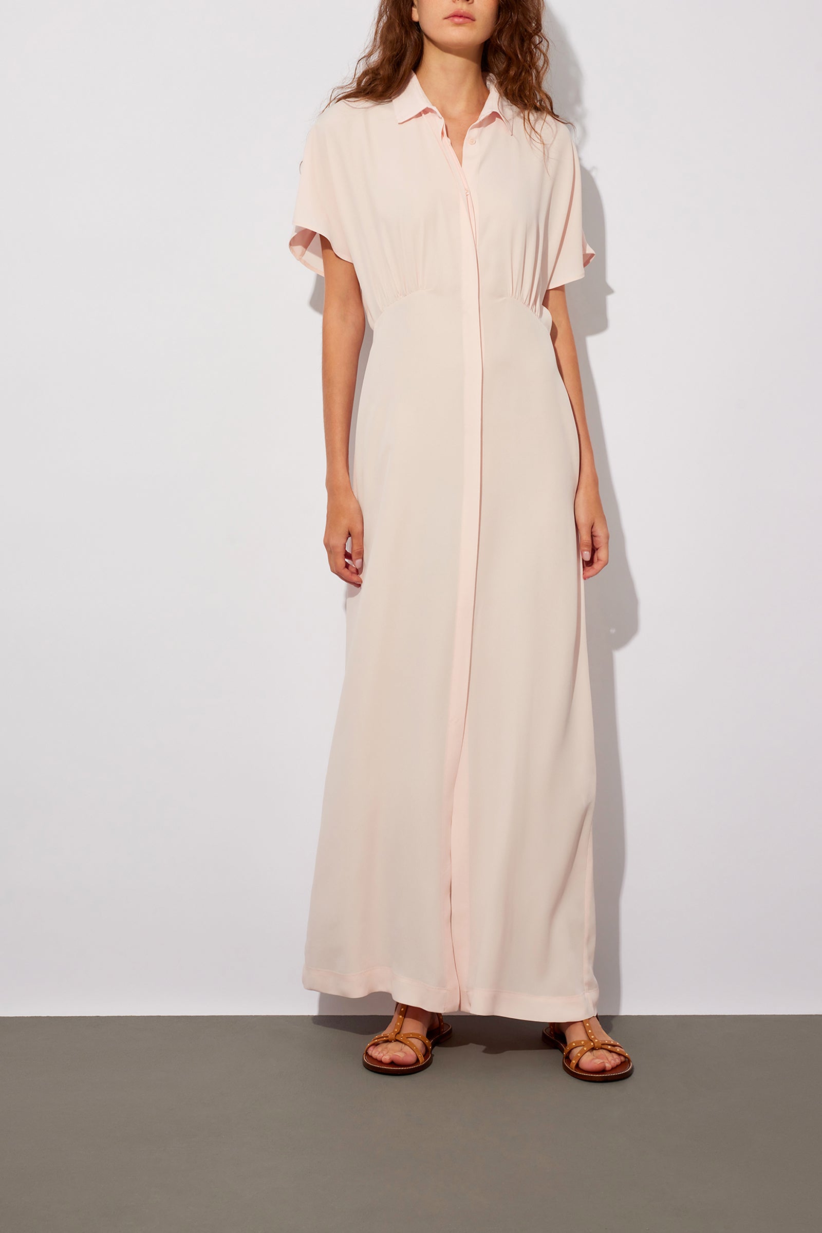 CREPE DE CHINE DRESS WITH RUFFLES