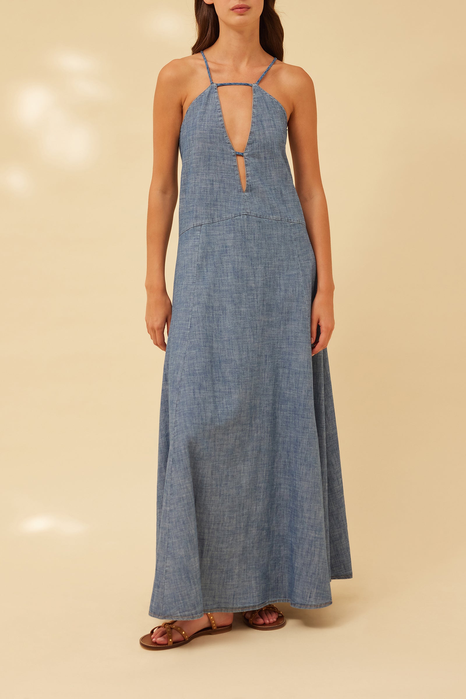 CHAMBRAY CUT-OUT DRESS