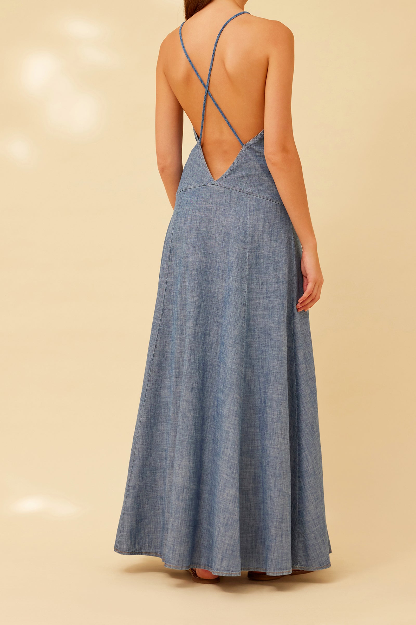 CHAMBRAY CUT-OUT DRESS