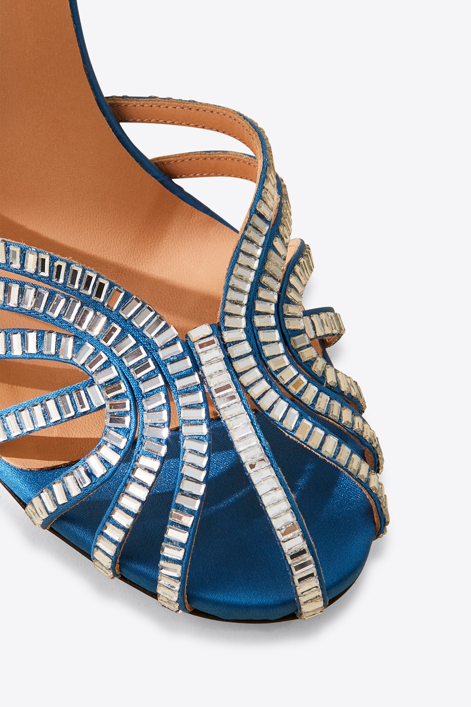 SATIN SANDAL WITH RHINESTONE BAGUETTE