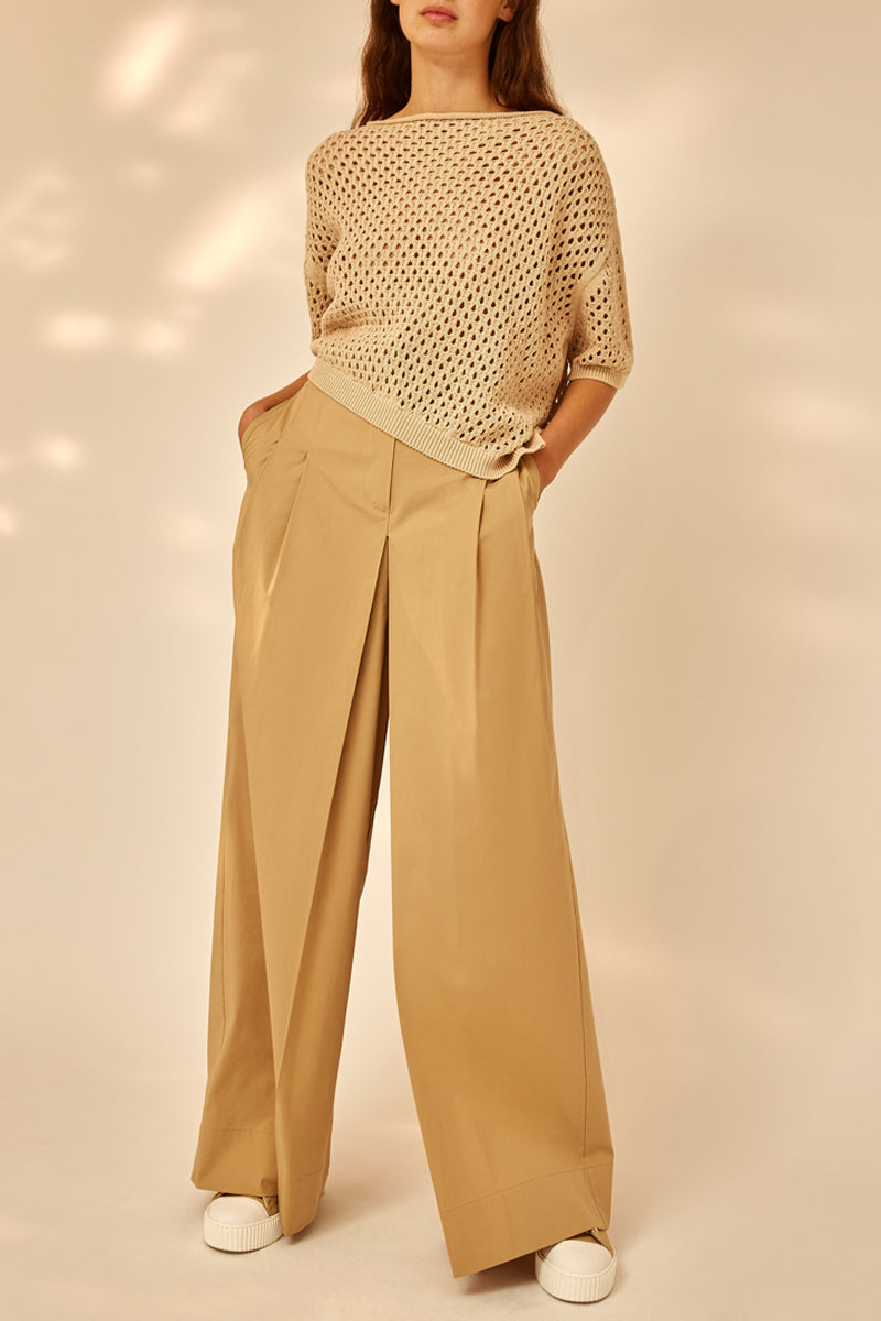 BISTRETCH WIDE LEG TROUSERS