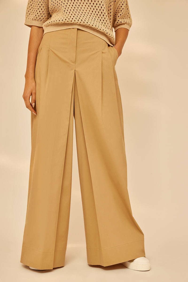 BISTRETCH WIDE LEG TROUSERS