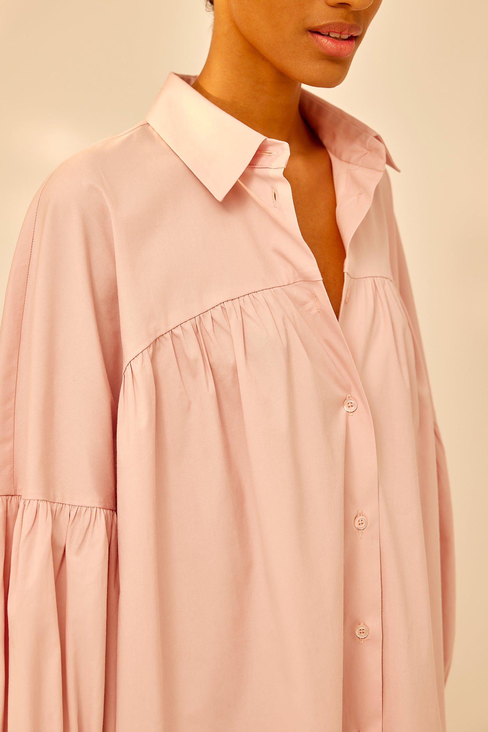 POPLIN SHIRT WITH GATHERING