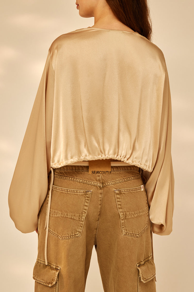 LIGHT SATIN CROPPED BLOUSE
