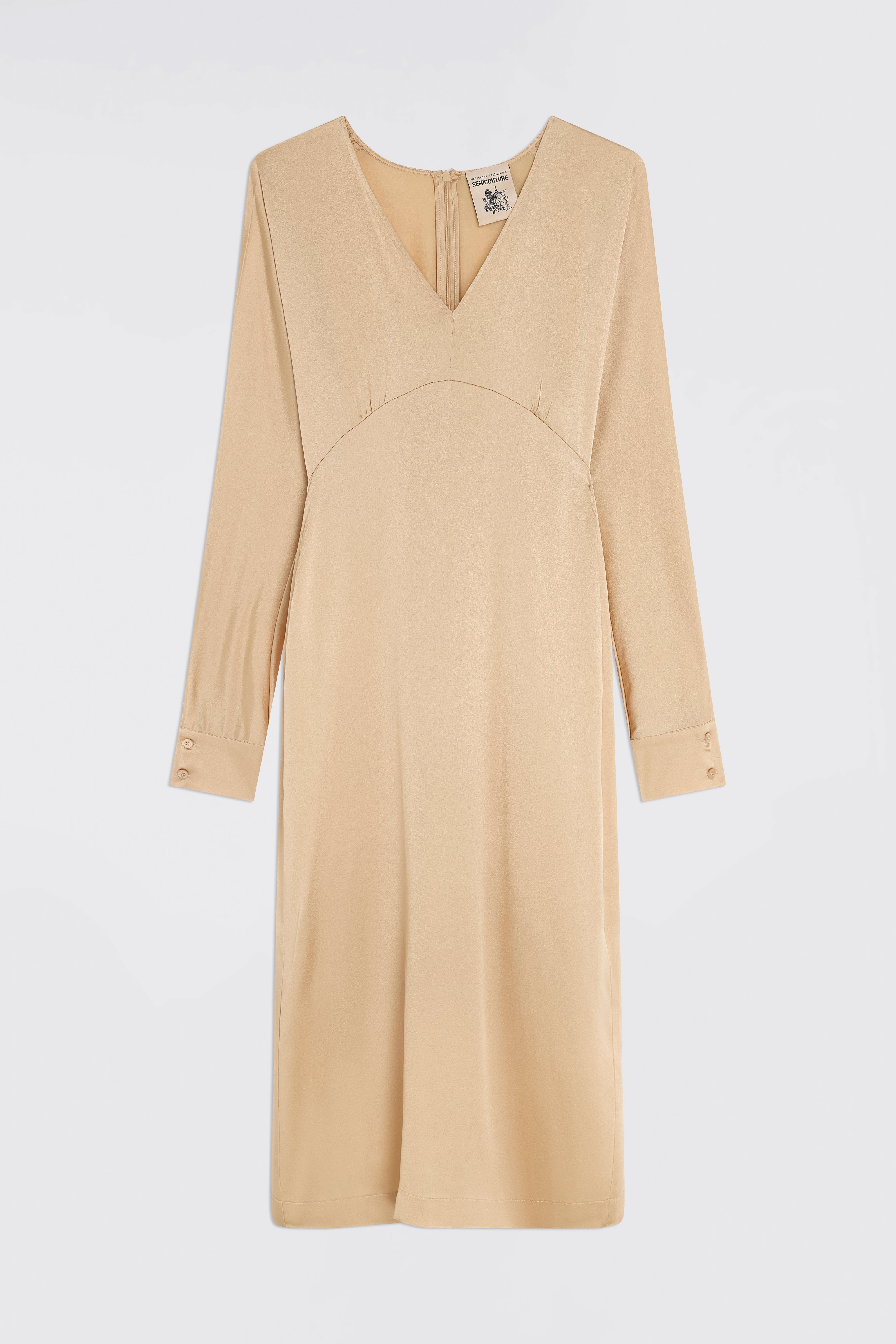 LIGHT SATIN LONG-SLEEVED DRESS