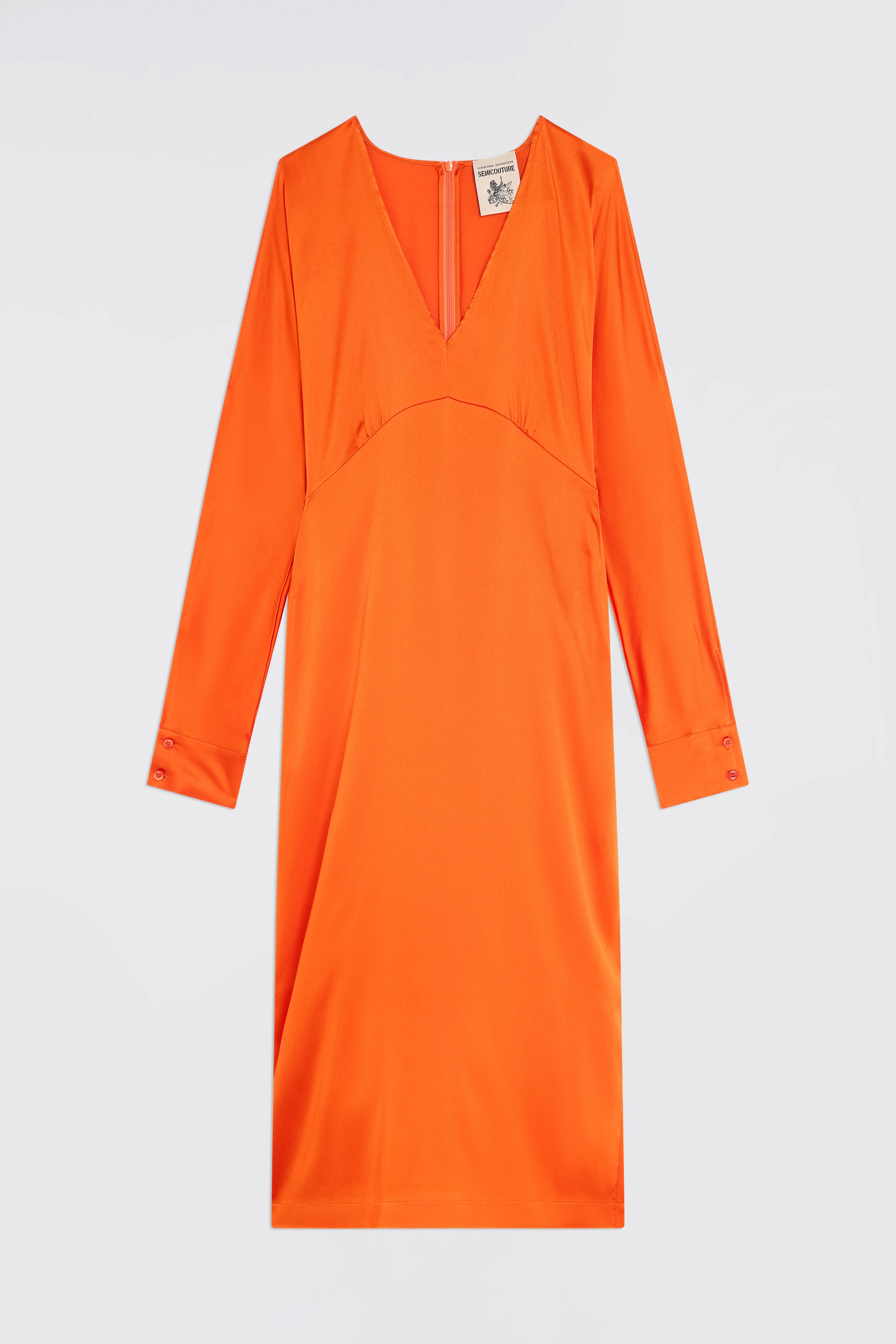 LIGHT SATIN LONG-SLEEVED DRESS