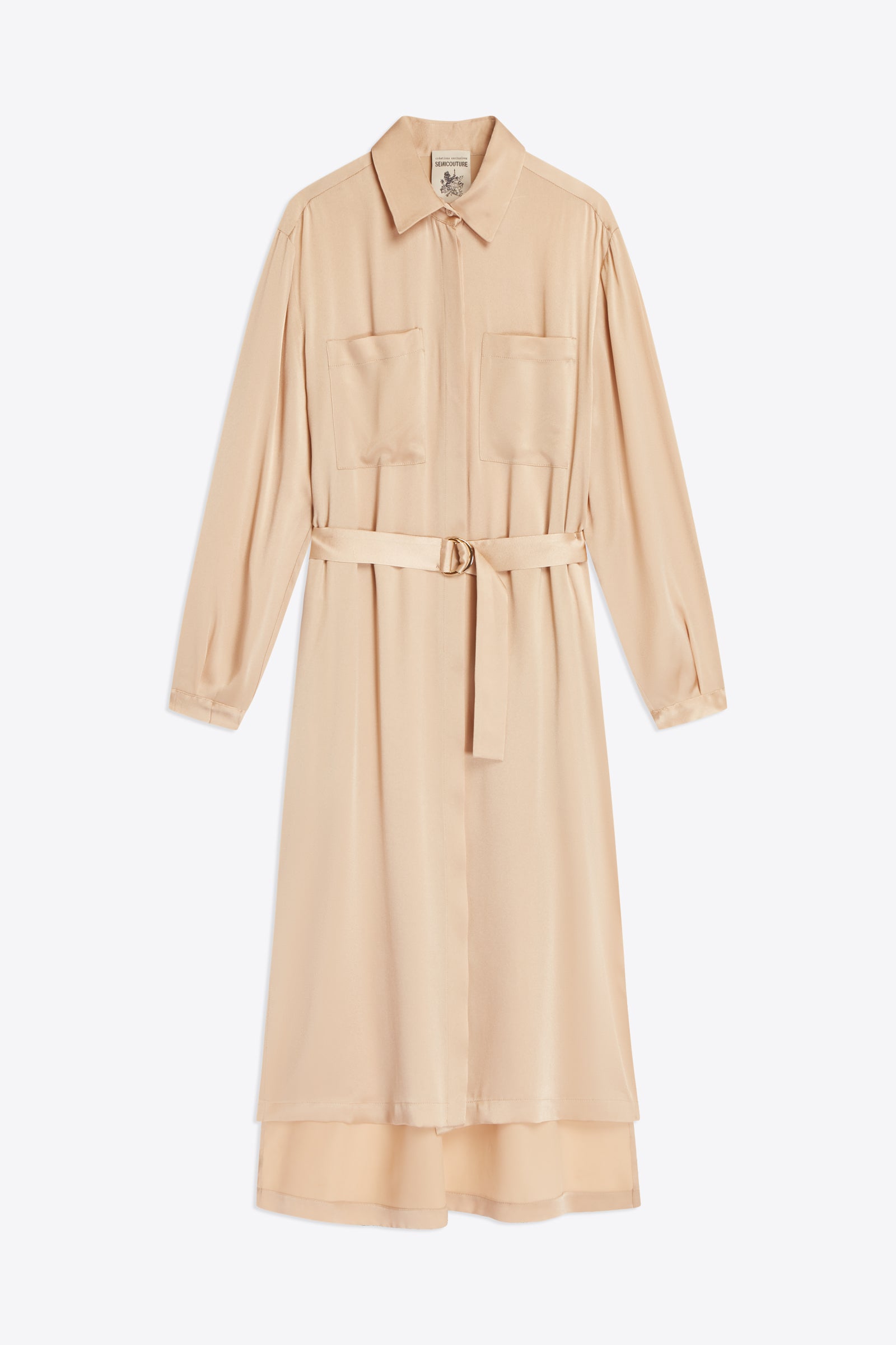 LIGHT SATIN DRESS WITH BELT