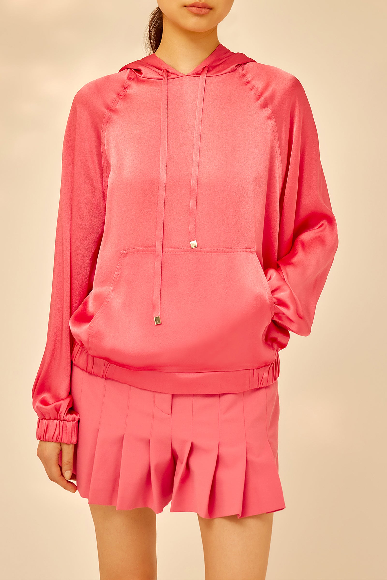LIGHT SATIN HOODED SWEATSHIRT
