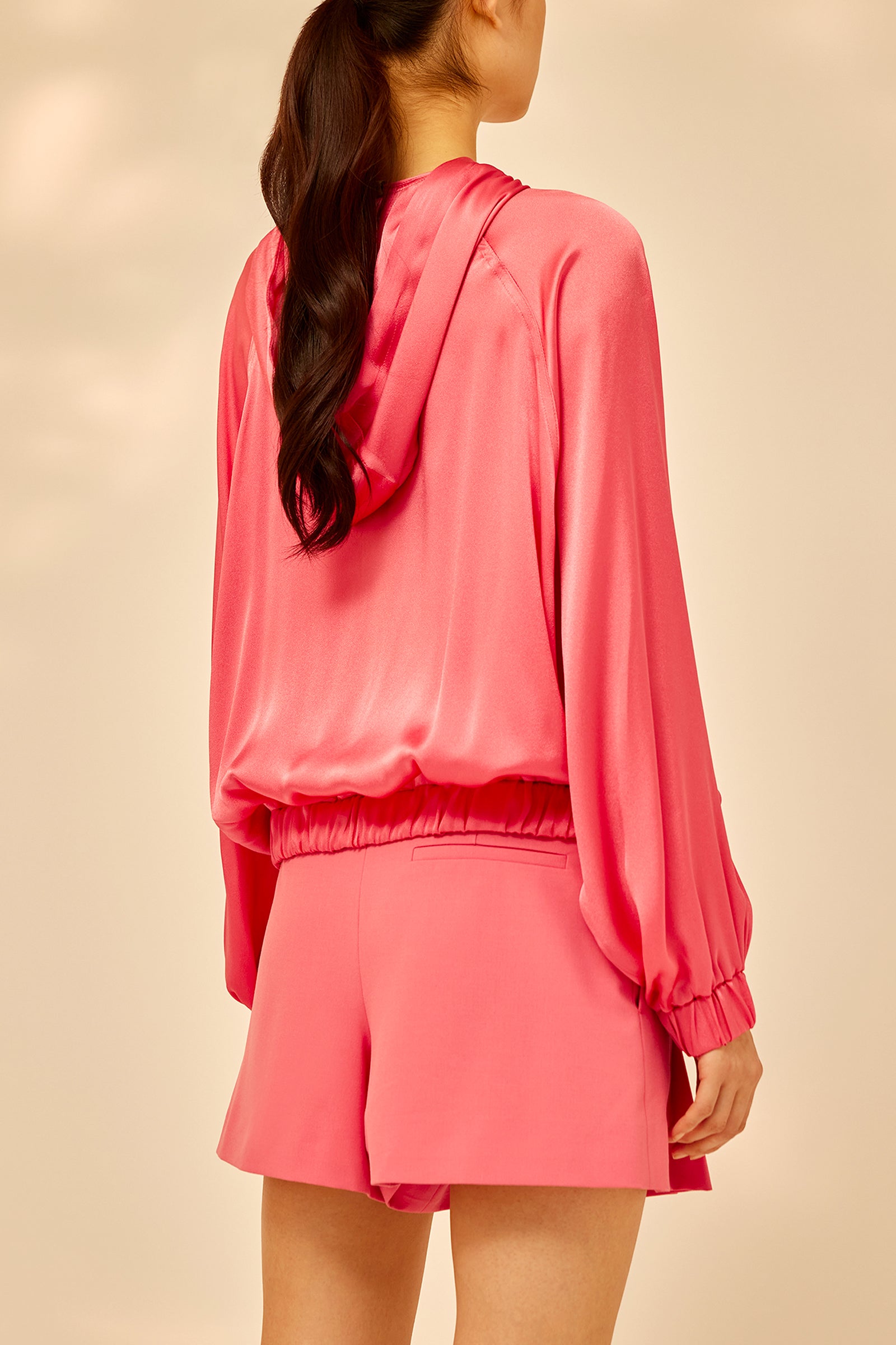 LIGHT SATIN HOODED SWEATSHIRT