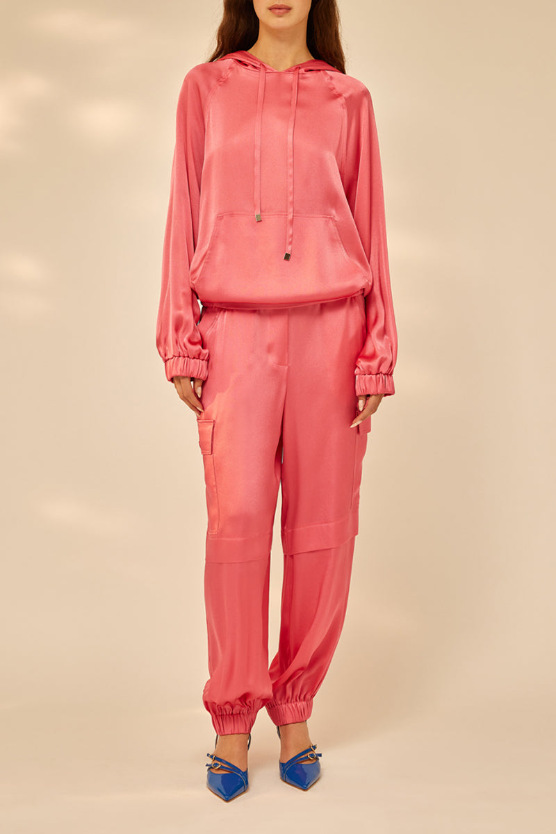 LIGHT SATIN CARGO TROUSERS