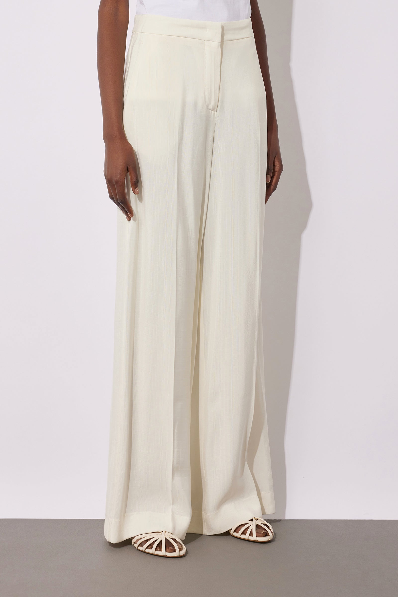 ARMOURED VISCOSE HIGH-WAISTED TROUSERS