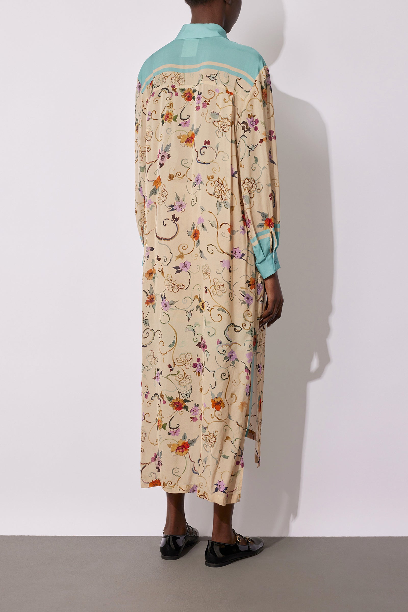 PRINTED HABOTAI DRESS WITH BELT