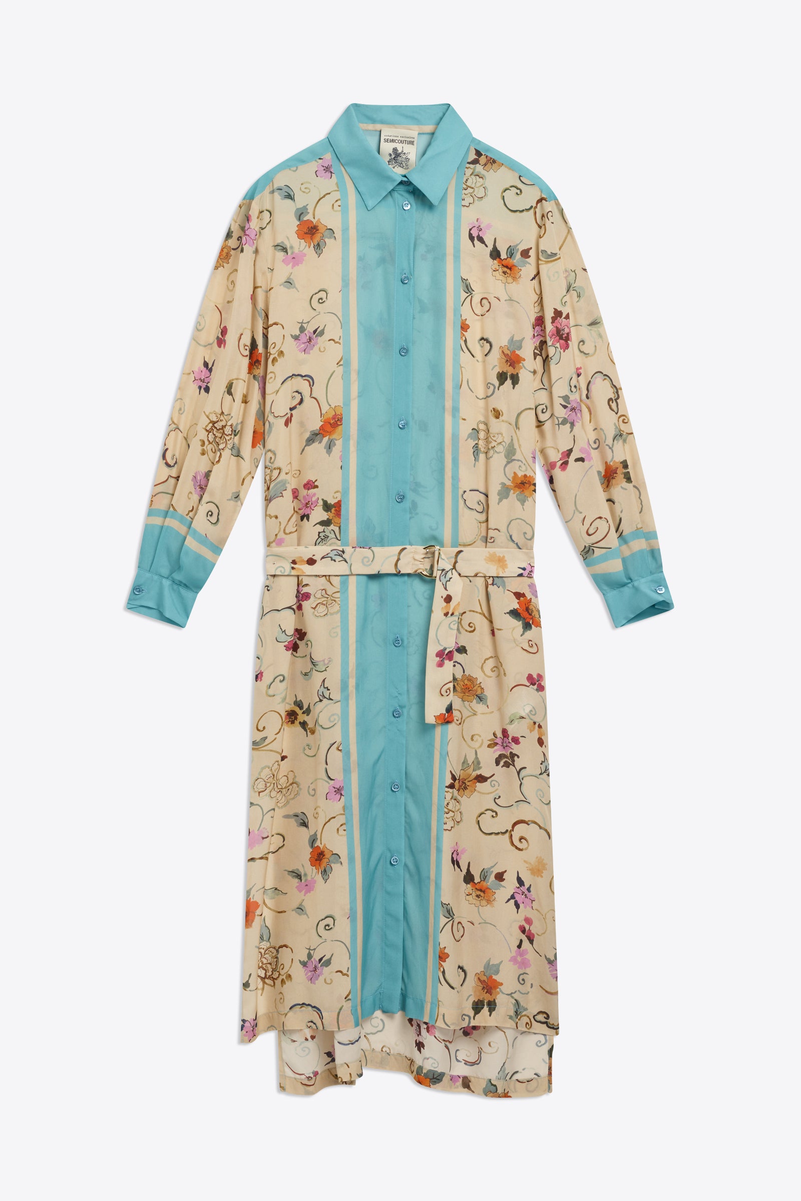 PRINTED HABOTAI DRESS WITH BELT