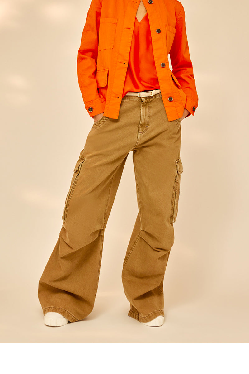 DYED DENIM CARGO TROUSERS