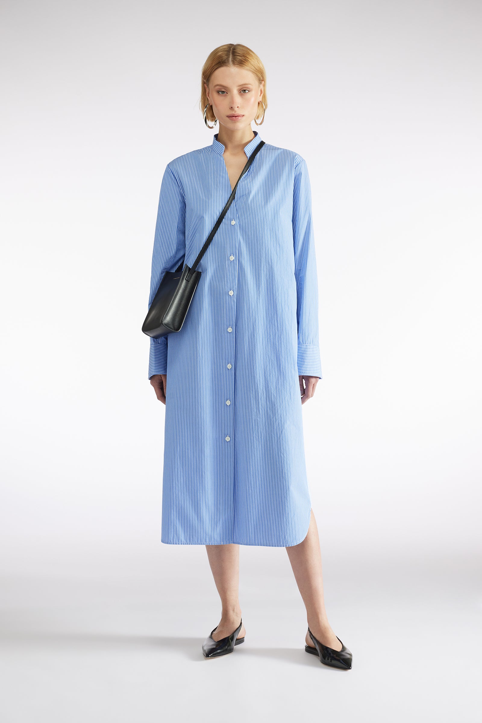 MIXED STRIPED SHIRT DRESS