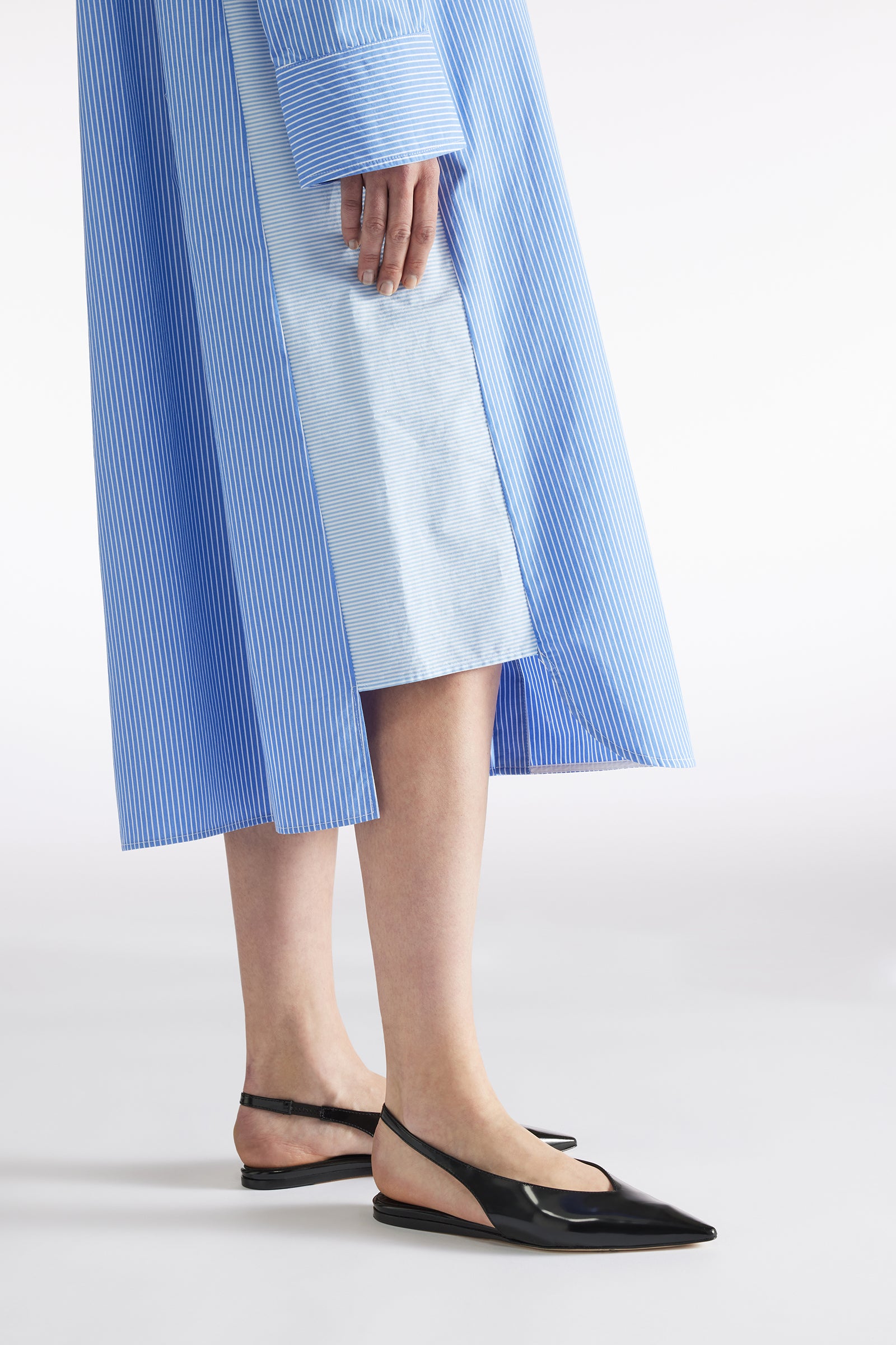 MIXED STRIPED SHIRT DRESS