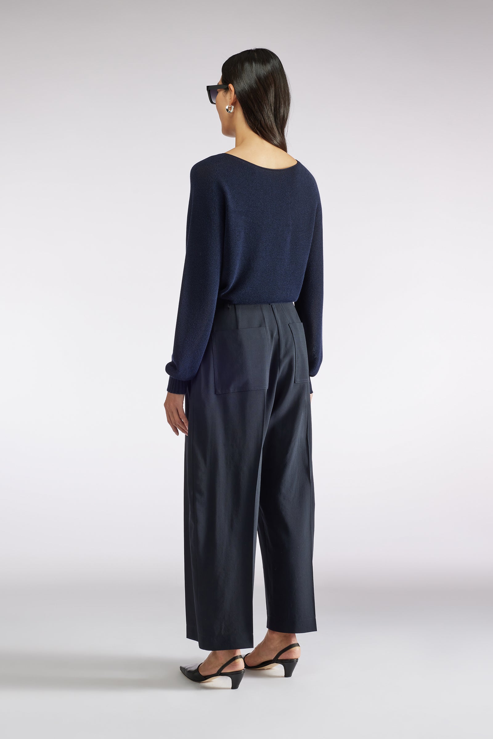 PANTALONE CROP IN TELA LANA