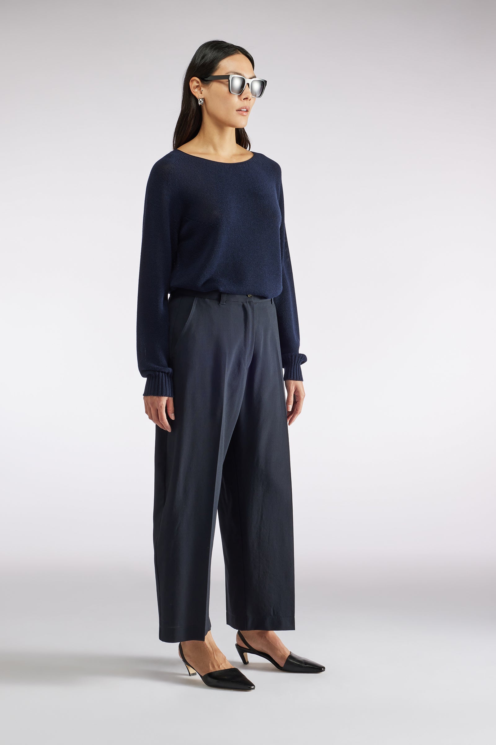 PANTALONE CROP IN TELA LANA