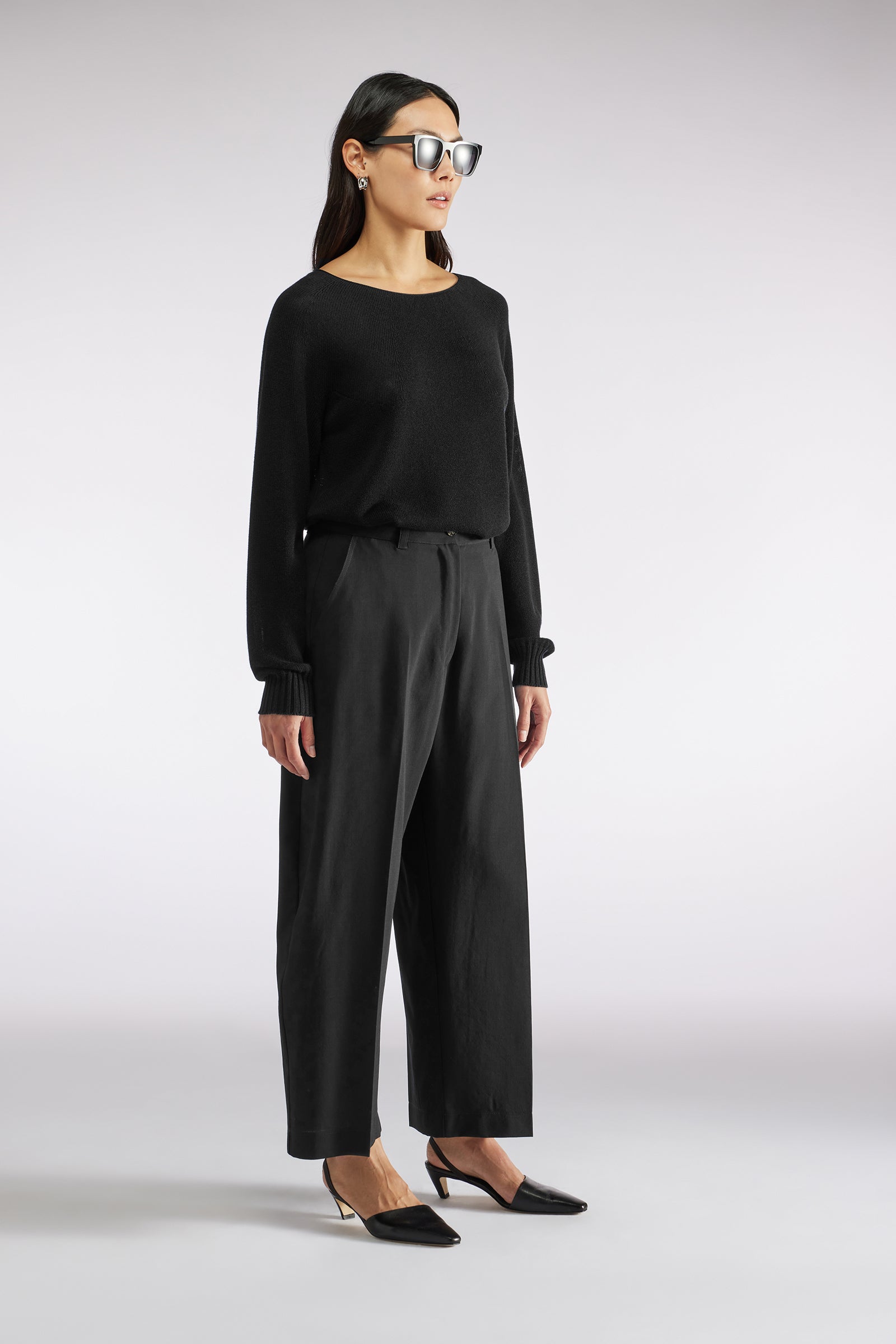 PANTALONE CROP IN TELA LANA