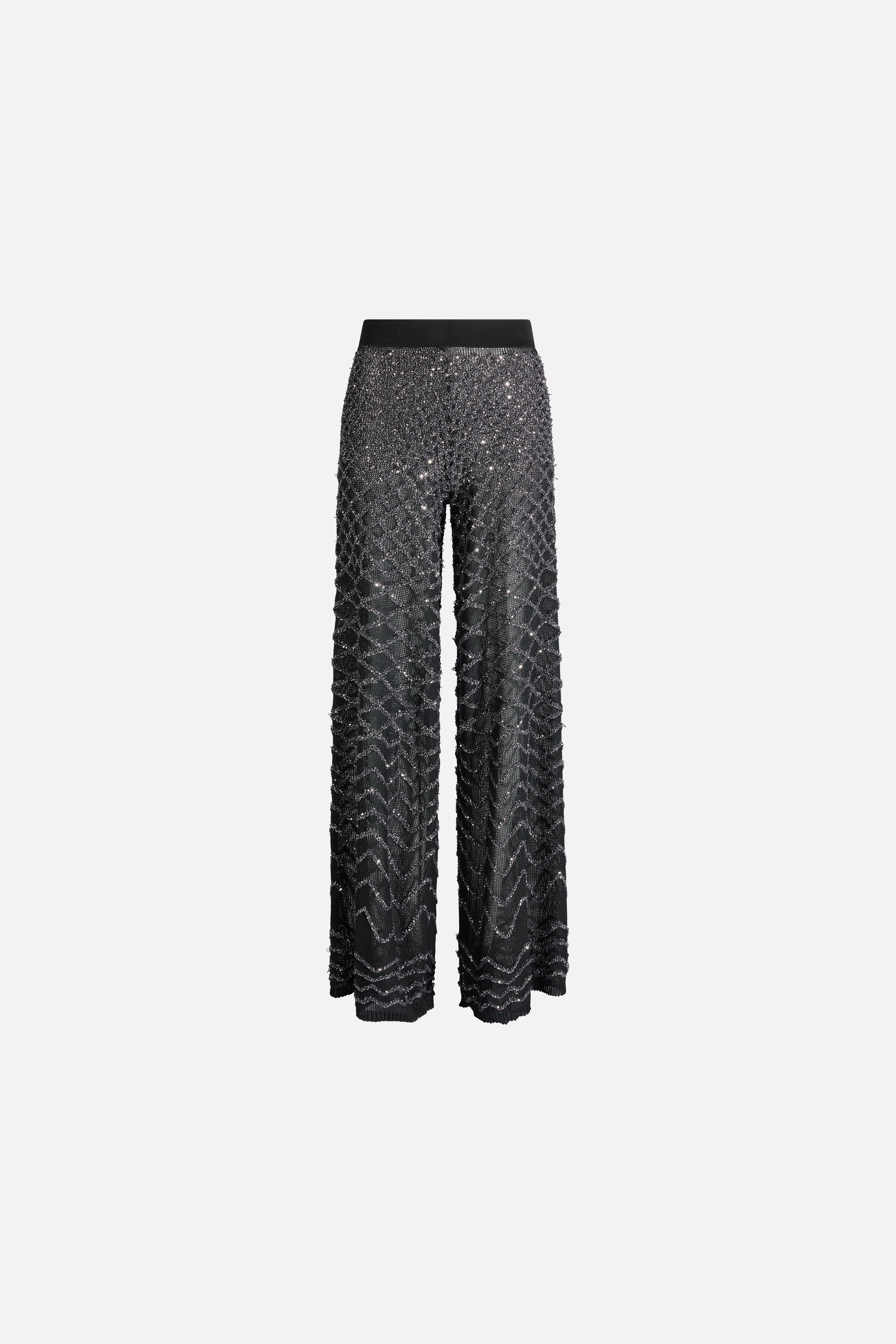 SEQUINED WIDE LEG TROUSERS