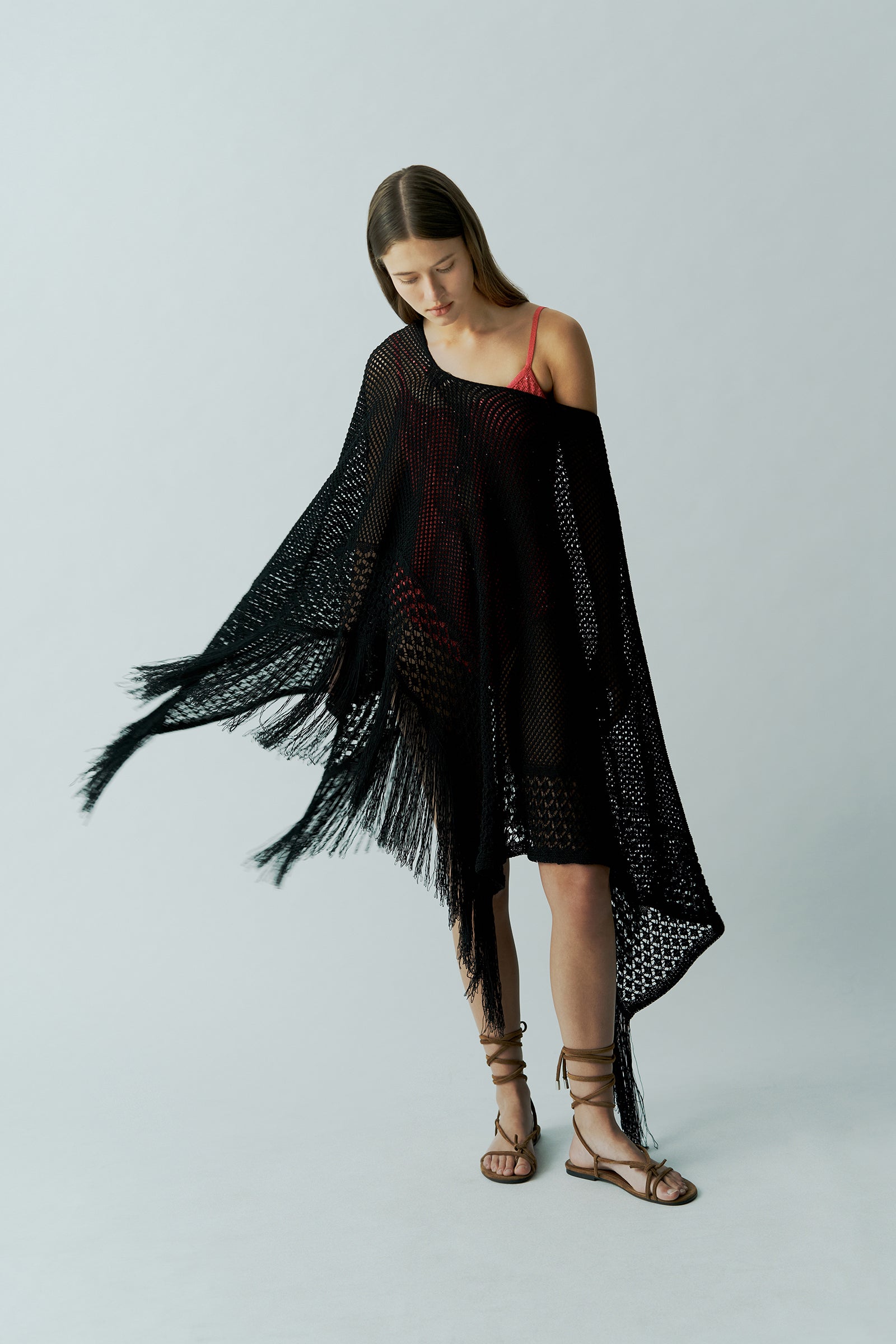 FRINGED MAXI PONCHO