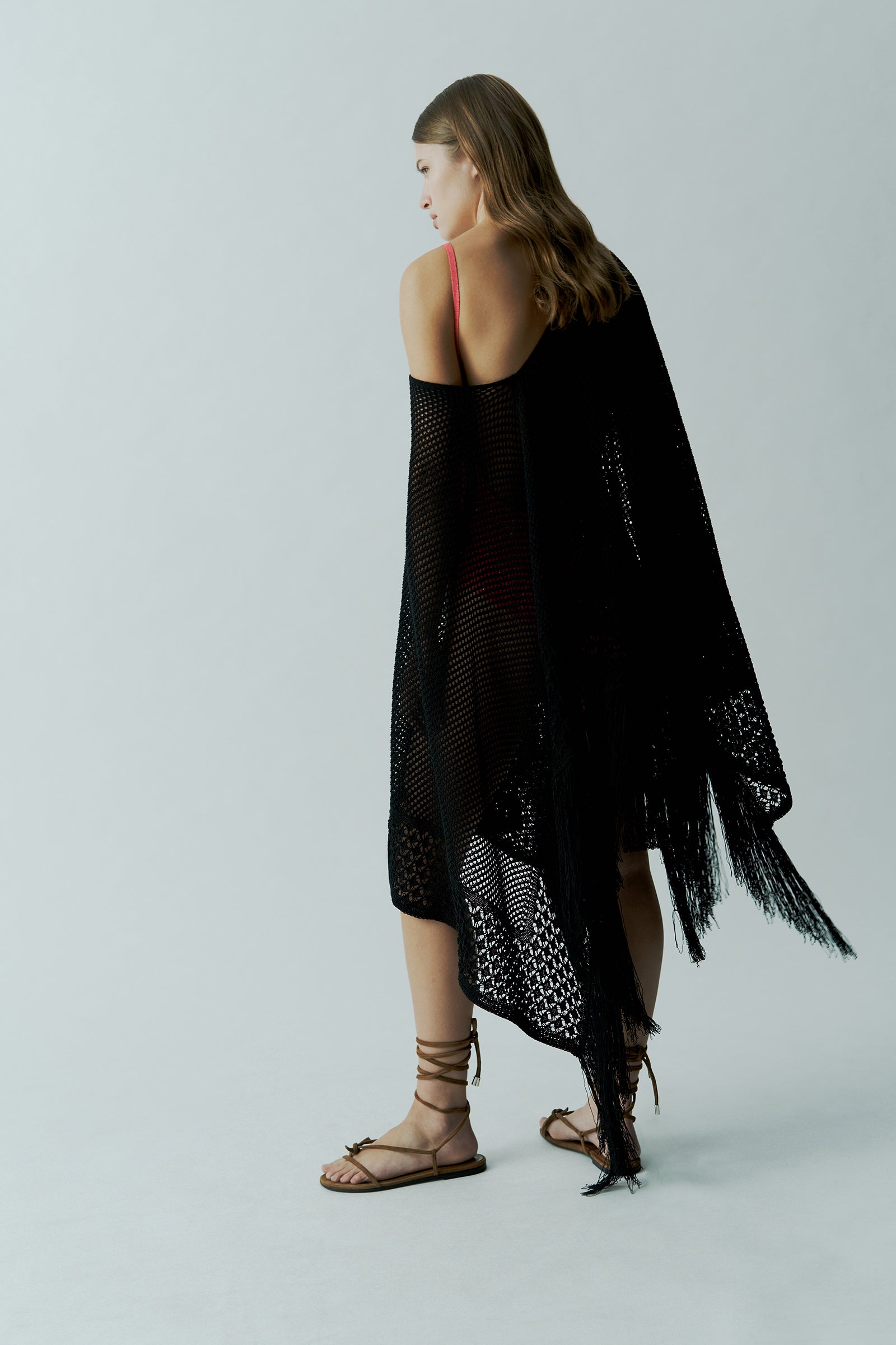 FRINGED MAXI PONCHO