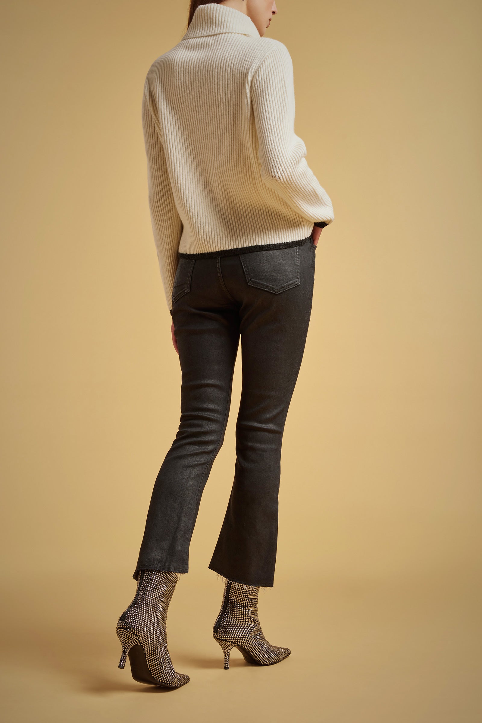 MAGLIA CASHMERE RICICLATO BORDI CONTRASTO
