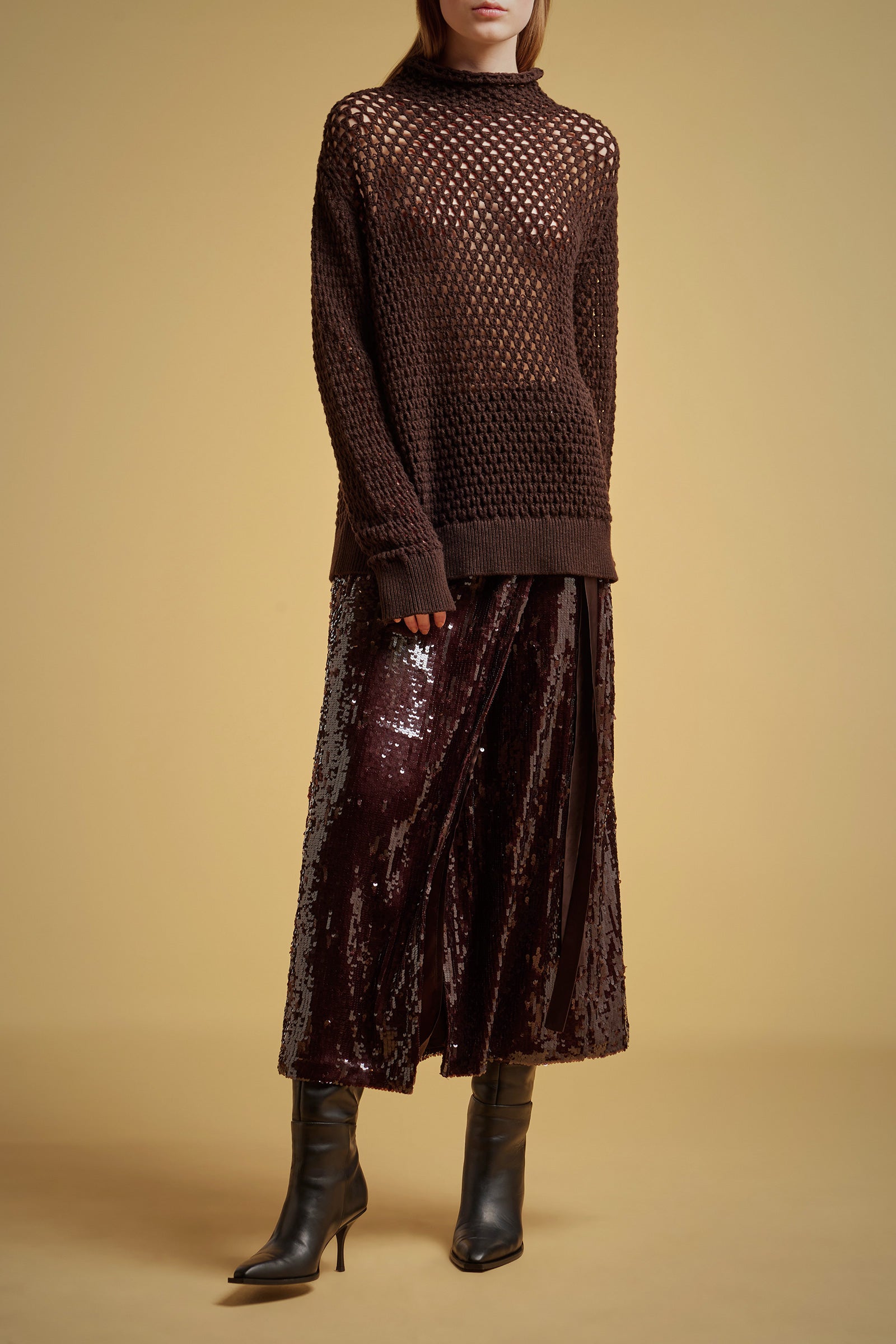MAGLIA CROCHET RETE CASHMERE RICICLATO