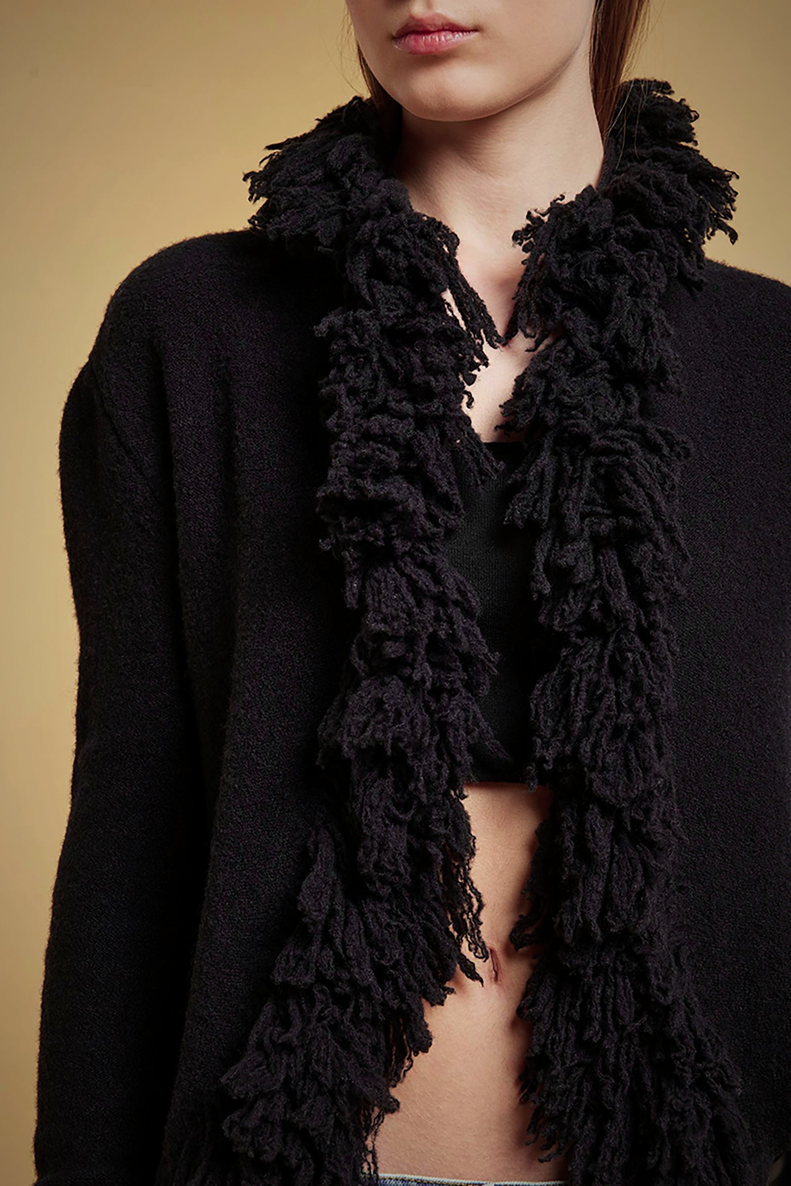 CARDIGAN LANA-CASHMERE FRANGE BORDI