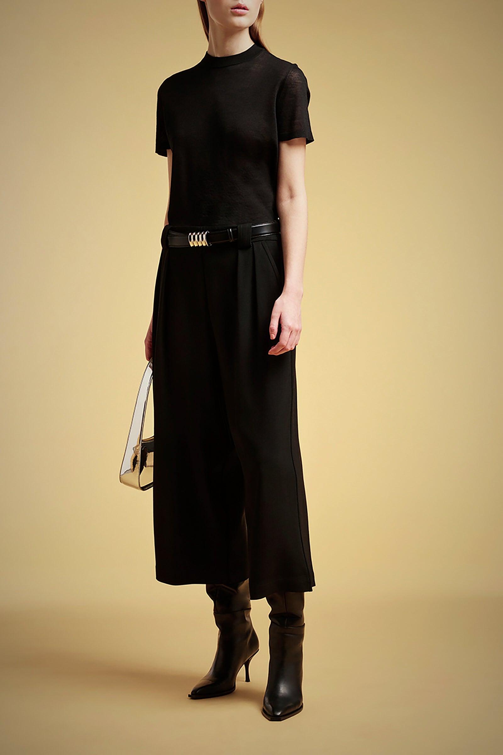 VISCOSE-WOOL CROPPED TROUSERS